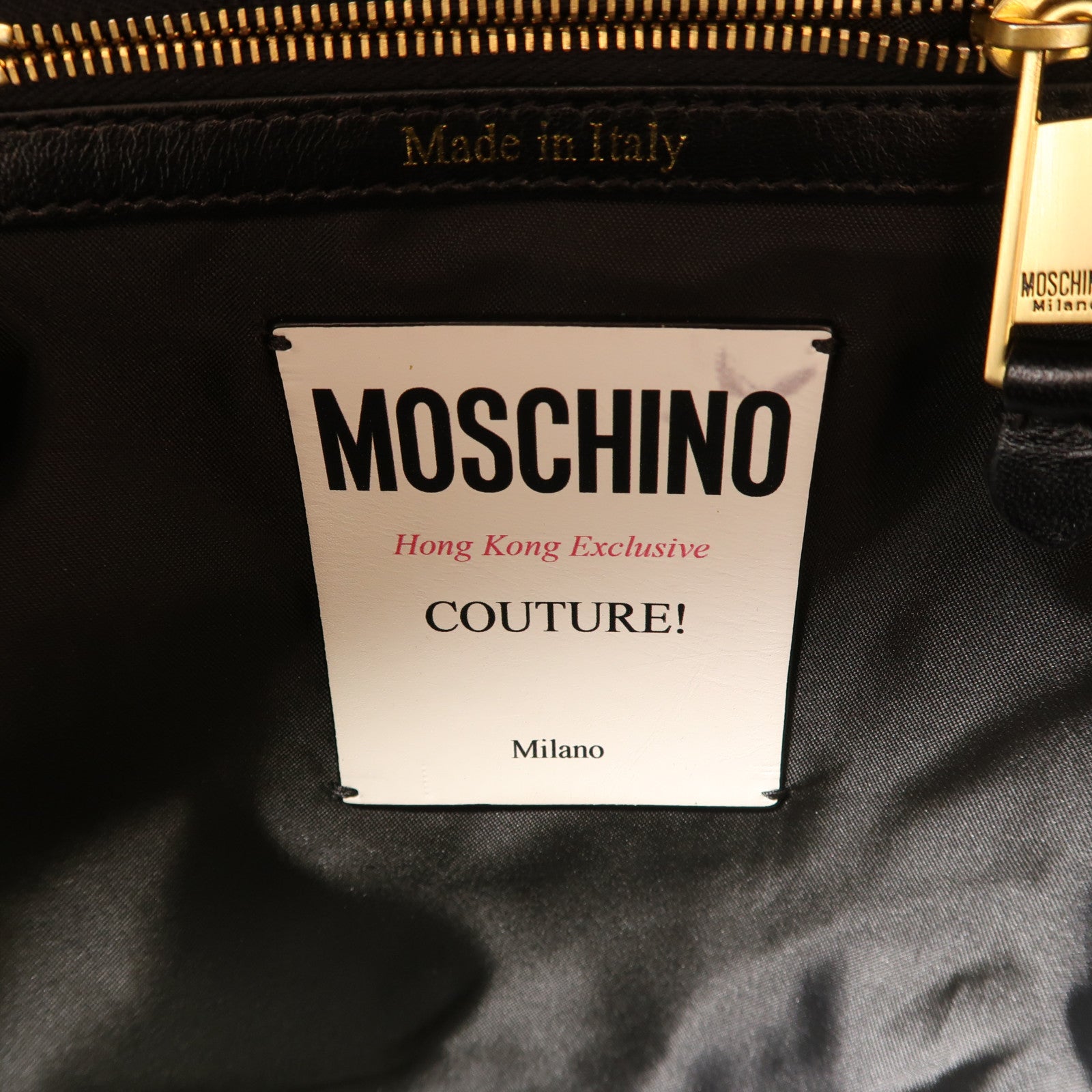 MOSCHINO 牛皮皮革Backpack金扣背包黑色