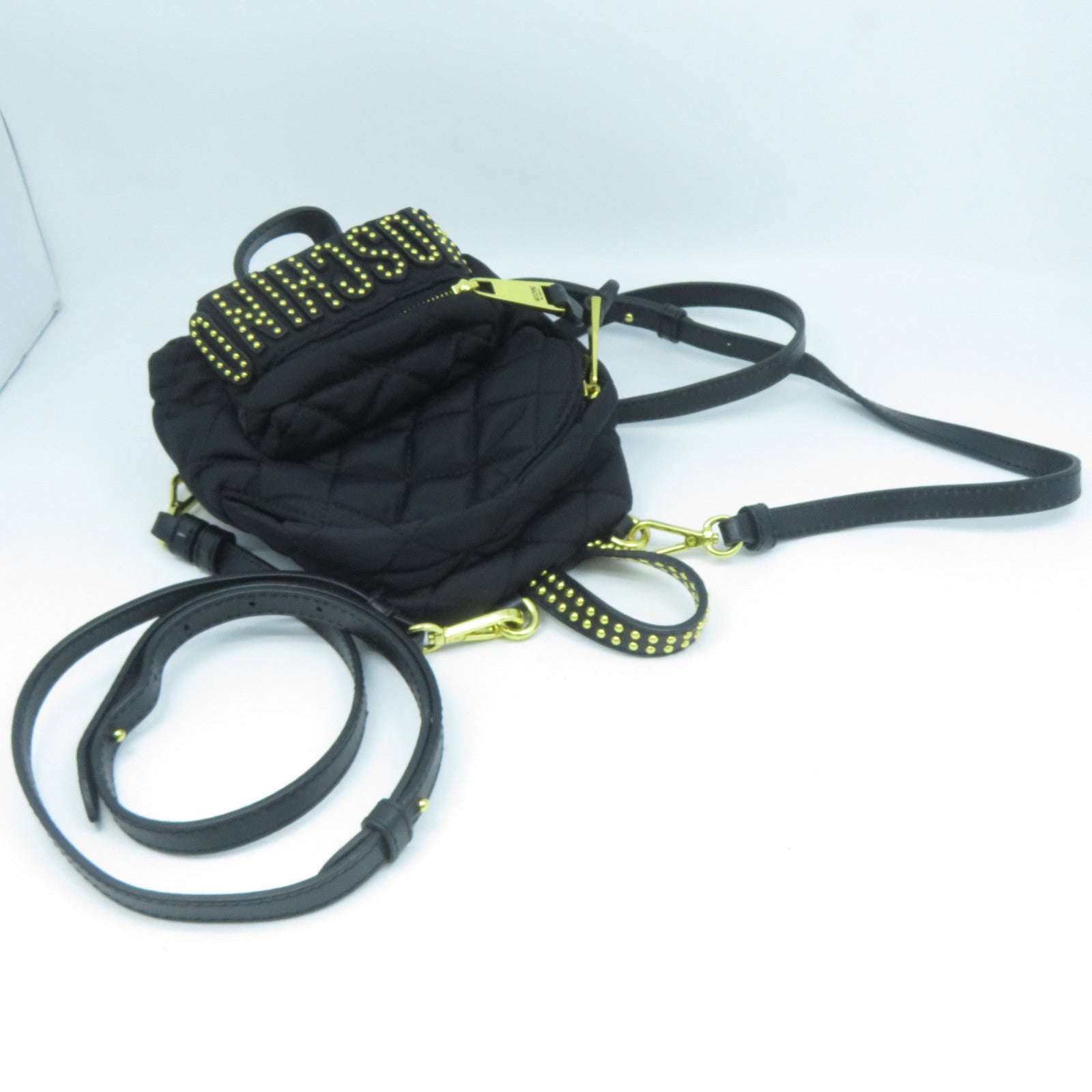 MOSCHINO 【激減優惠】菱格帆布Backpack金扣背包黑色
