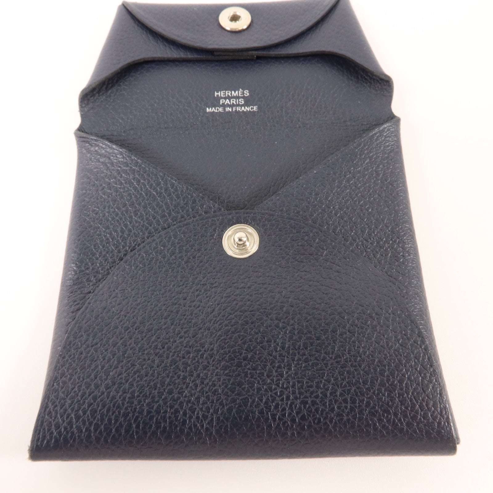 HERMES Evercolor皮革Bastia零錢包Bleu Nuit
