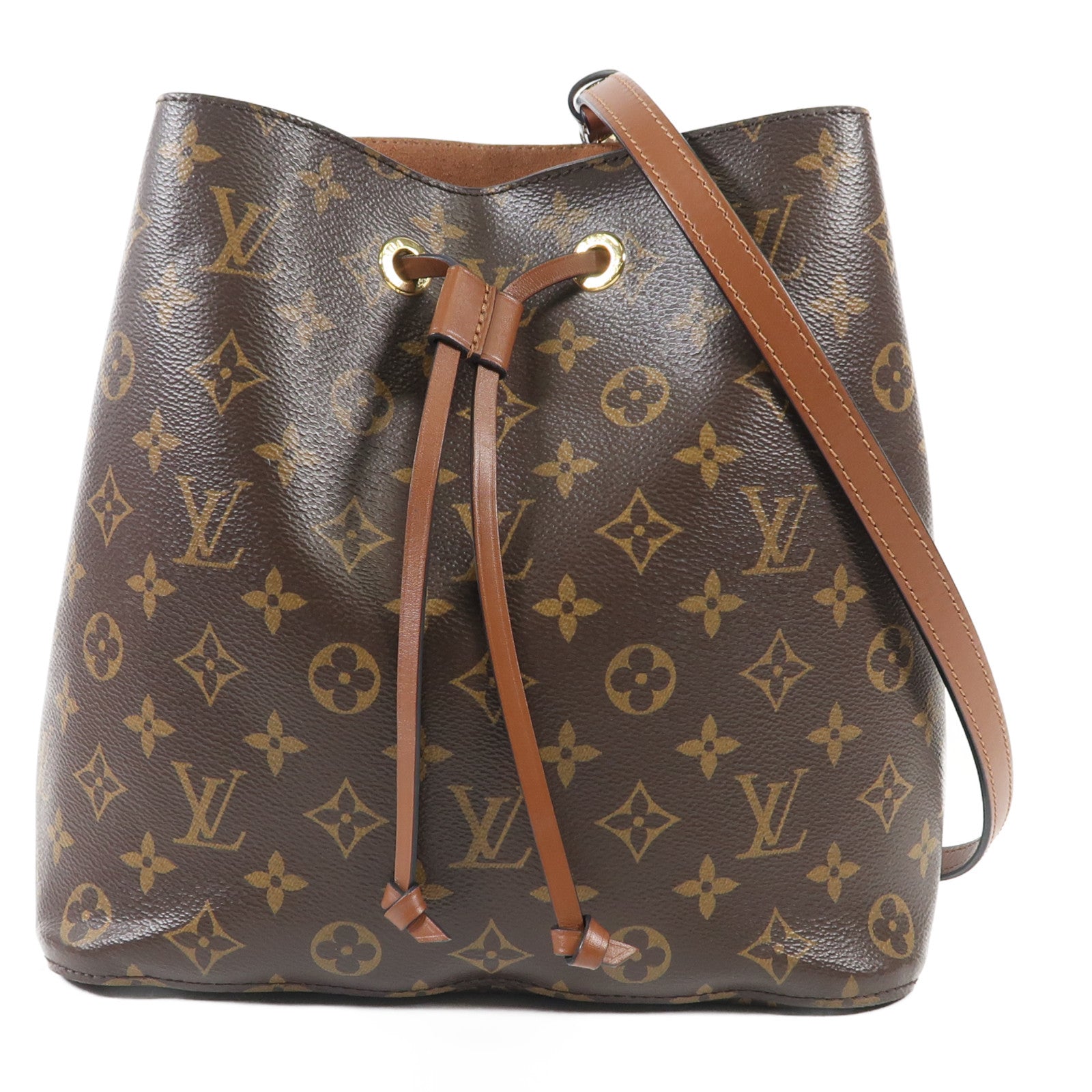 LOUIS VUITTON Monogram NeoNoe MM金扣肩背袋棕色