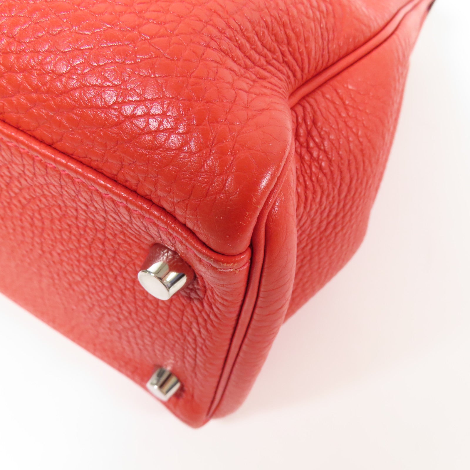 HERMES Clemence皮革Kelly 32銀扣手挽肩背兩用袋Rouge Casaque