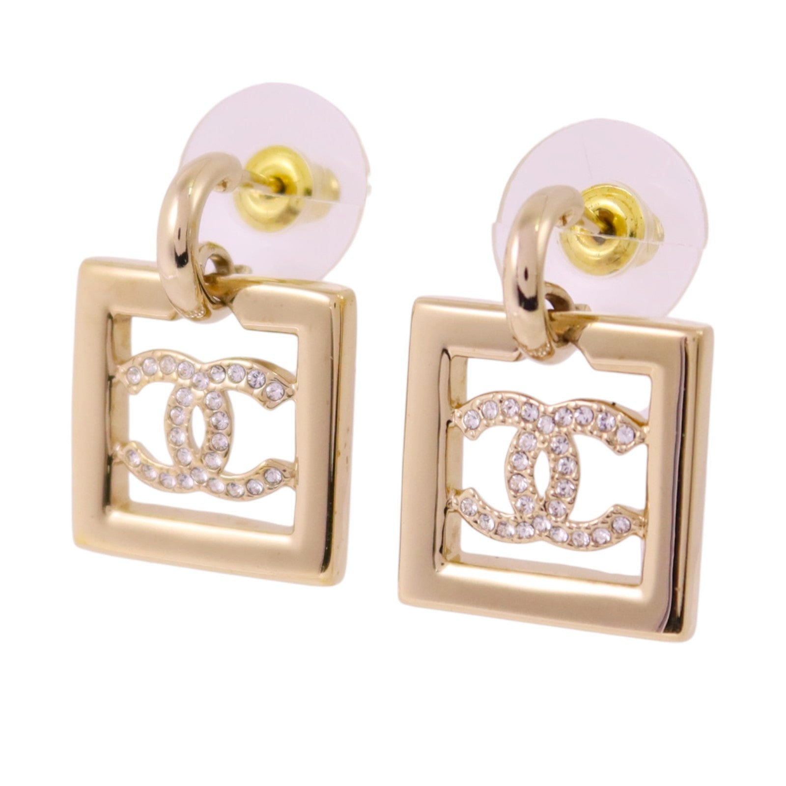 CHANEL 金屬/水鑽Earrings金扣耳環