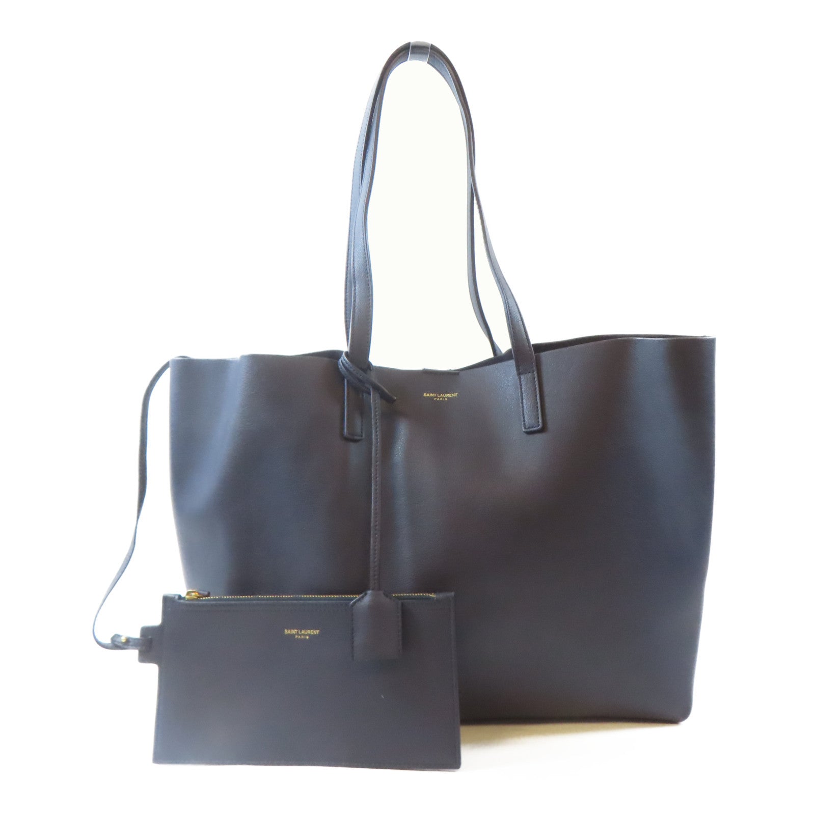 YVES SAINT LAURENT 牛皮皮革Tote Bag金扣肩背袋黑色
