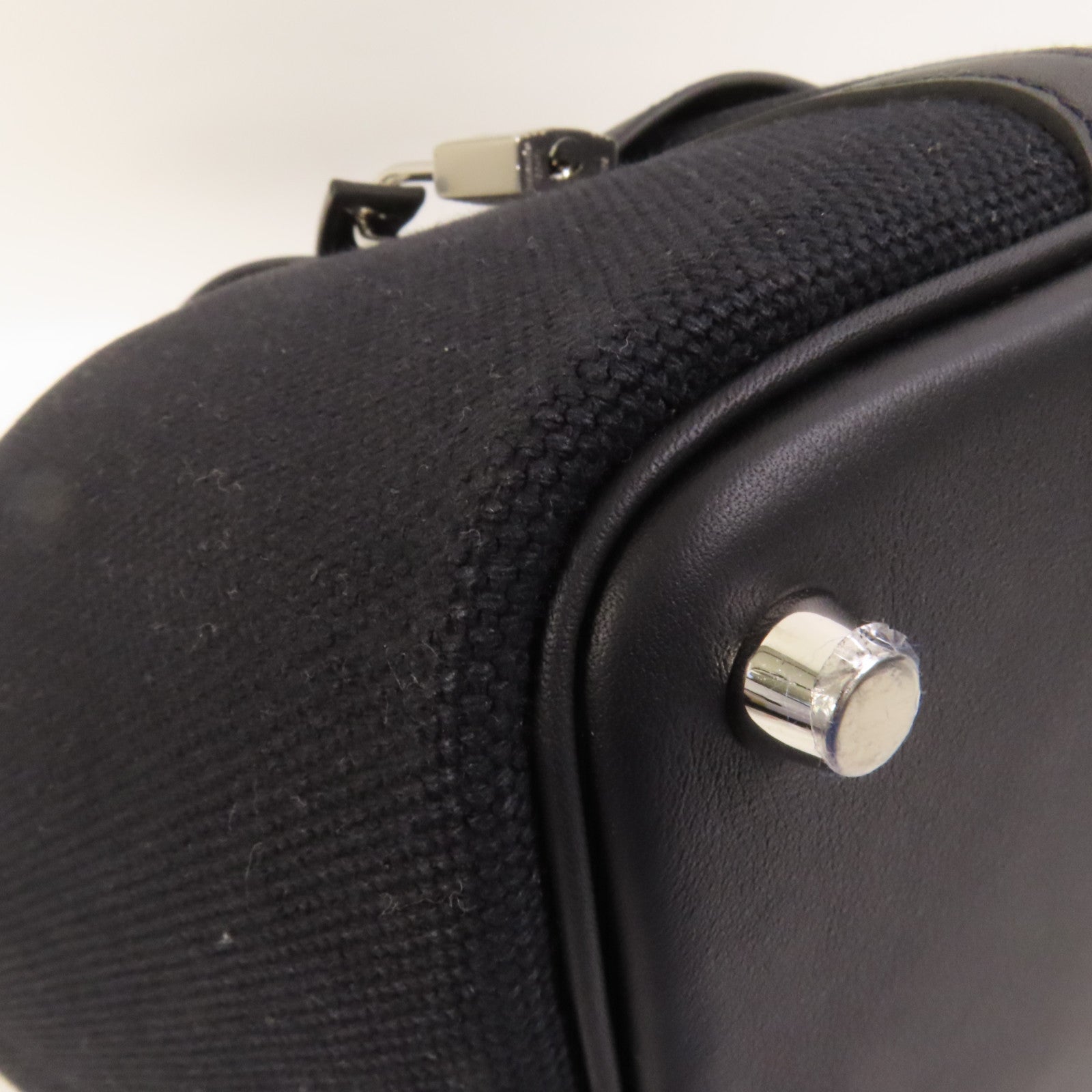 HERMES 帆布Picotin Cago PM銀扣手挽袋Noir