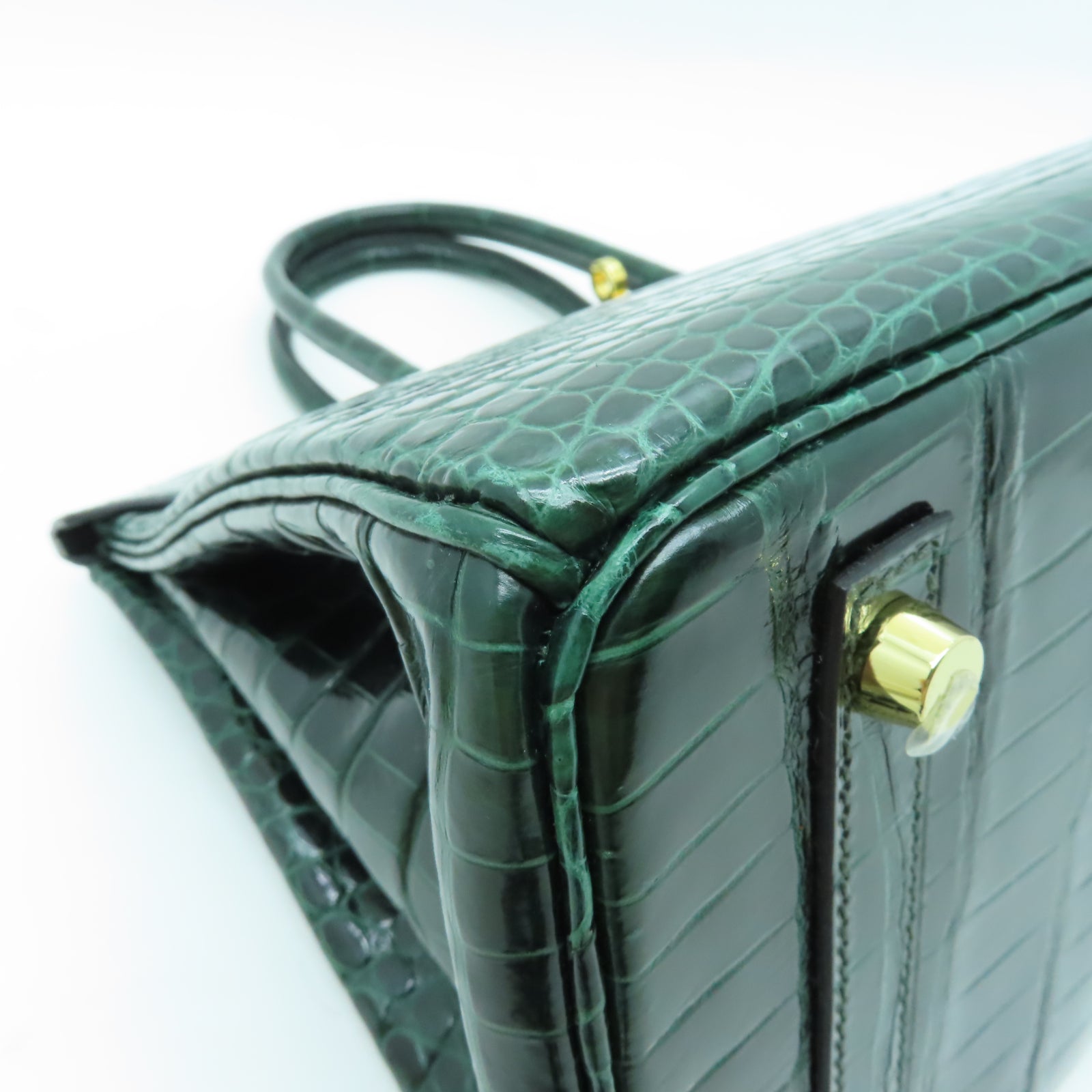 HERMES 【清倉大減價】鱷魚皮革Birkin 30金扣手挽袋綠色