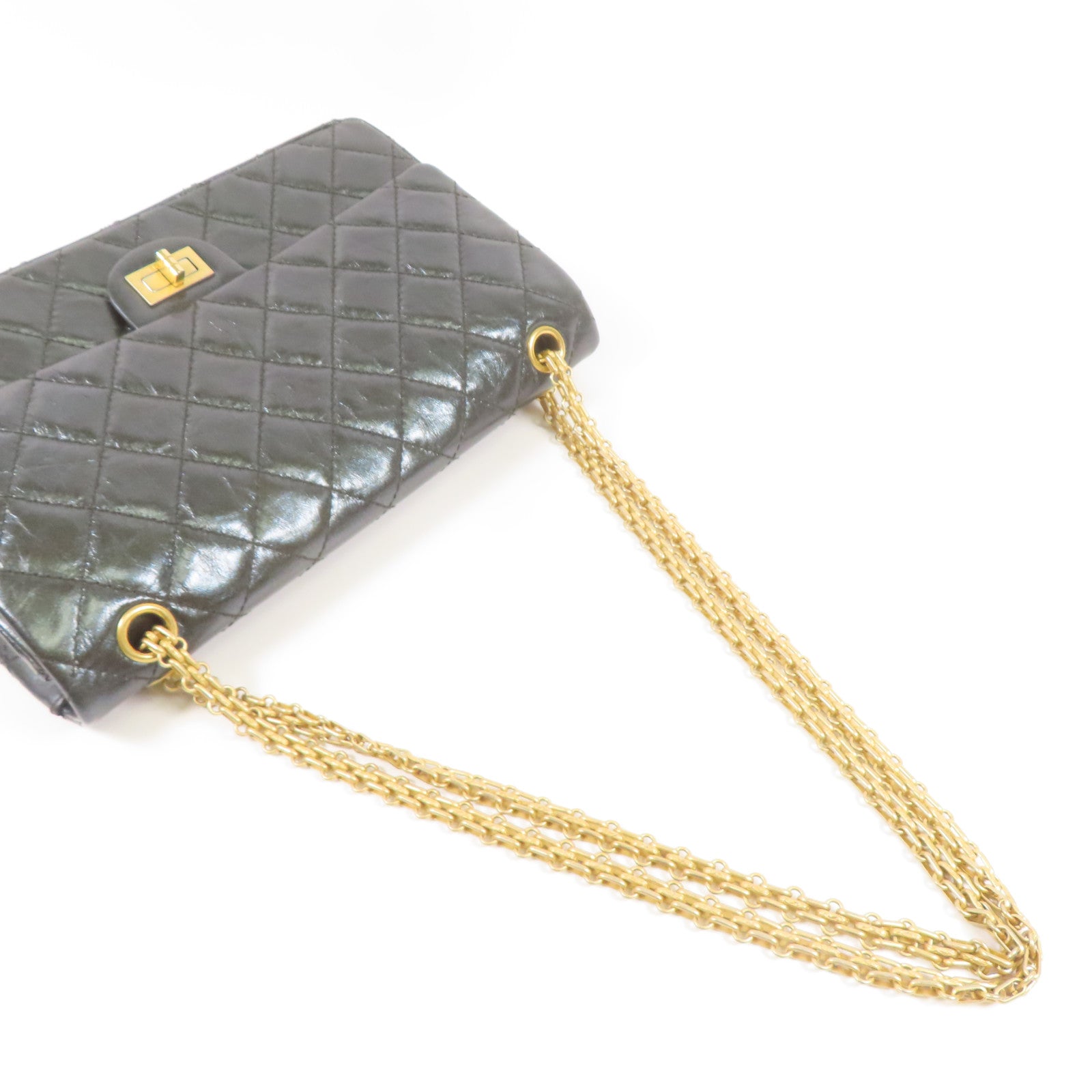 CHANEL 牛皮皮革2.55金扣鏈帶肩背袋