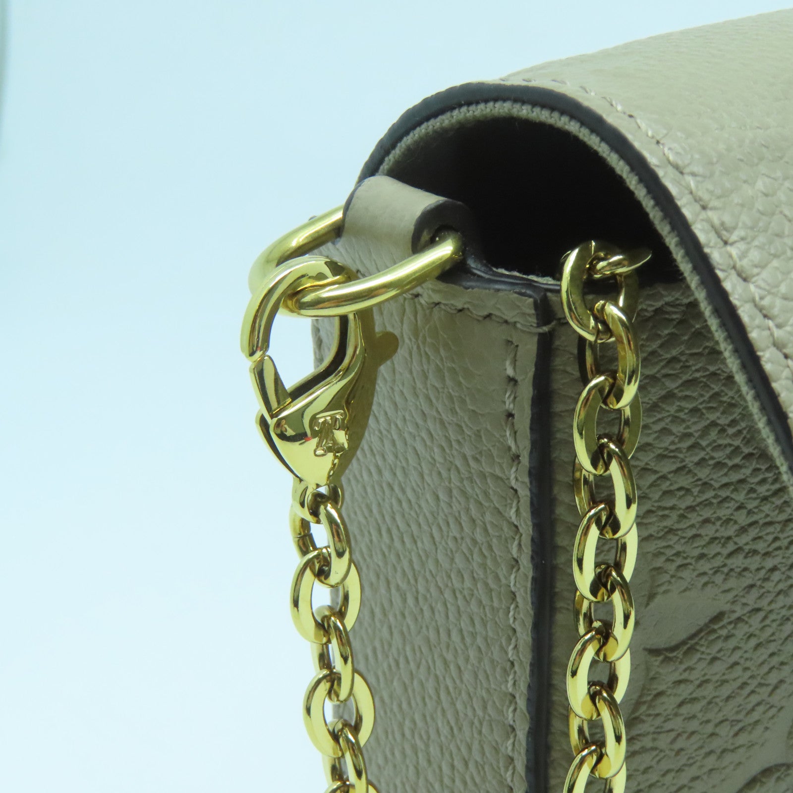 LOUIS VUITTON Monogram Empreinte Felicie Pochette金扣鏈帶肩背袋啡色
