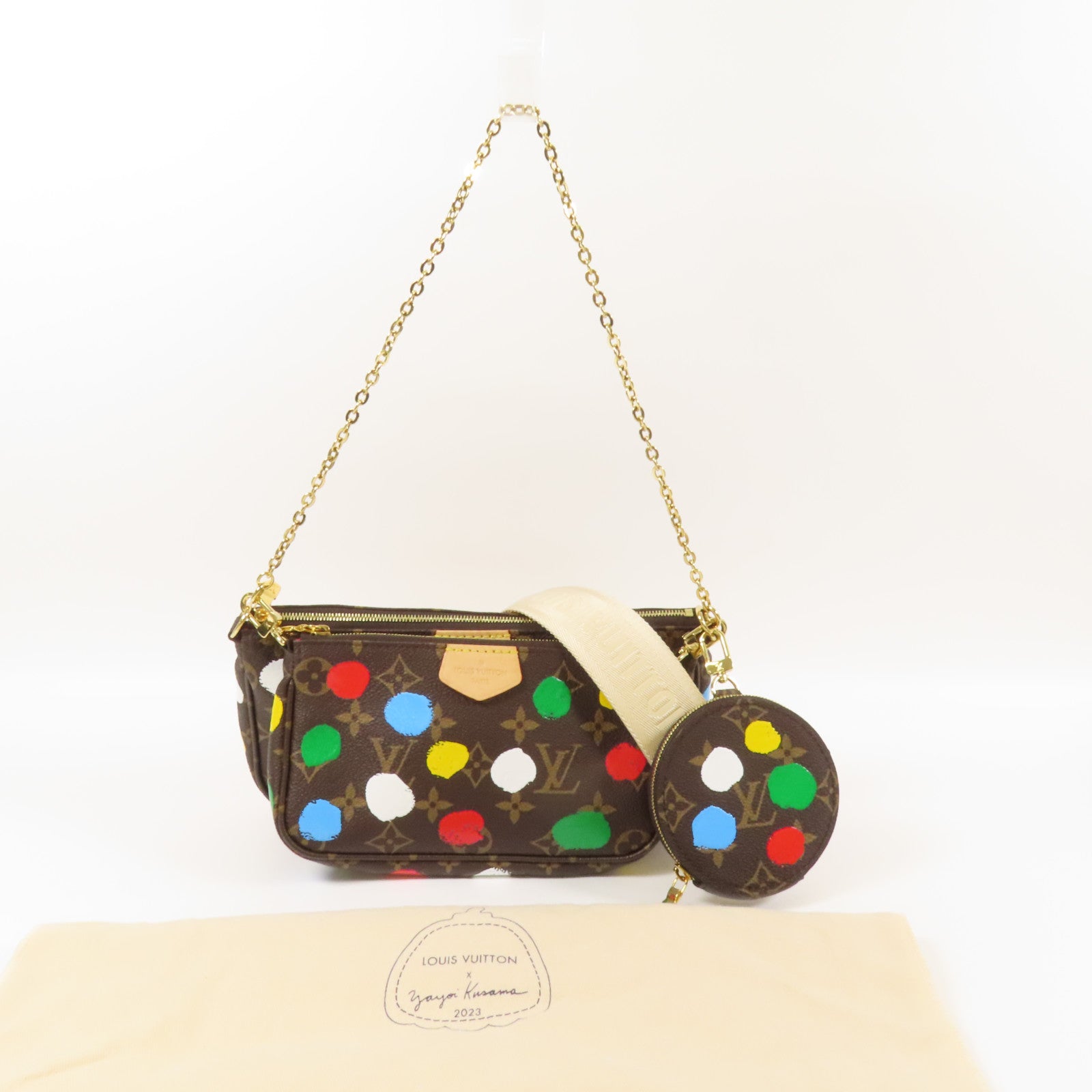 LOUIS VUITTON Monogram LV X YK Pochette金扣手挽肩背兩用袋