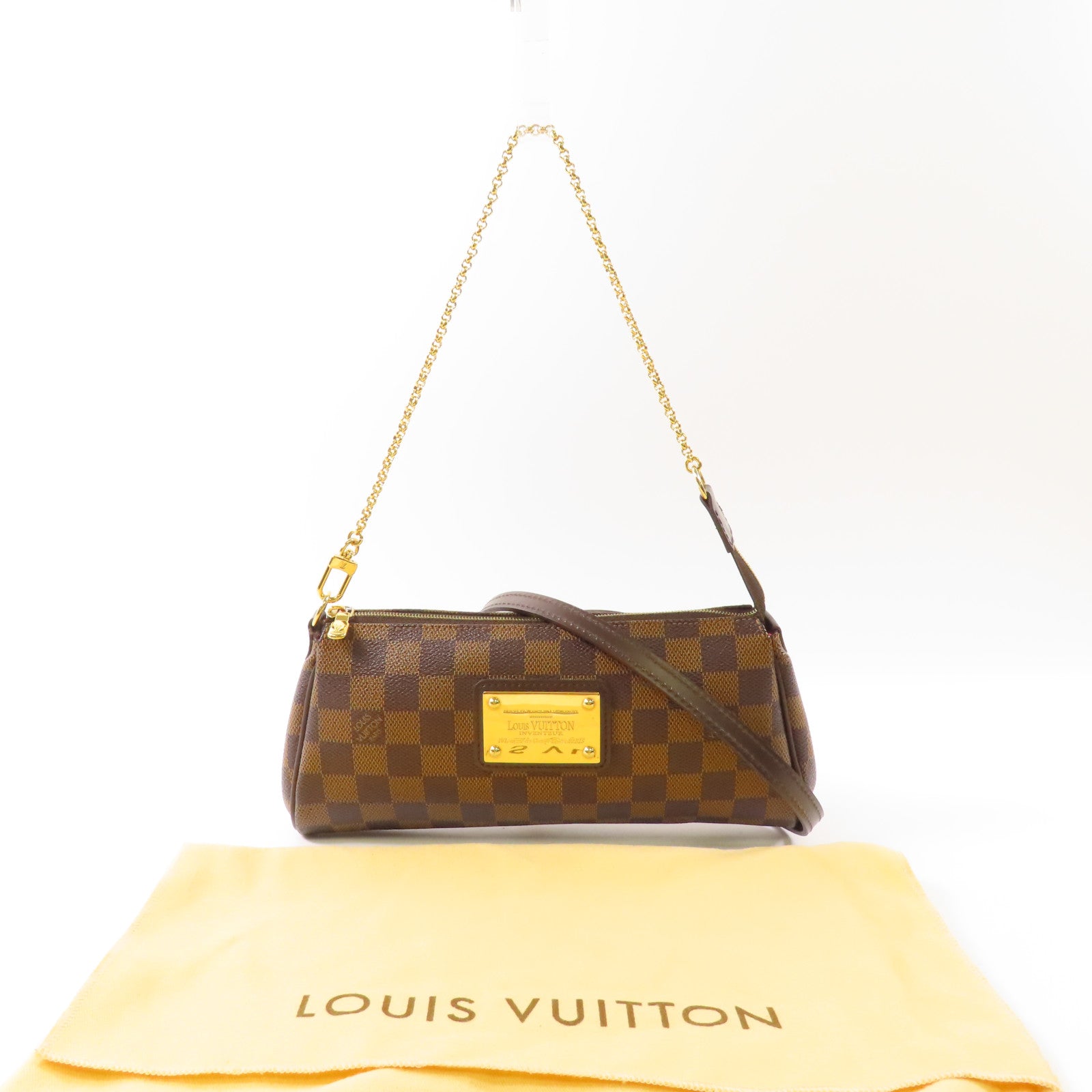 LOUIS VUITTON Damier Eva金扣手挽肩背兩用袋棕色