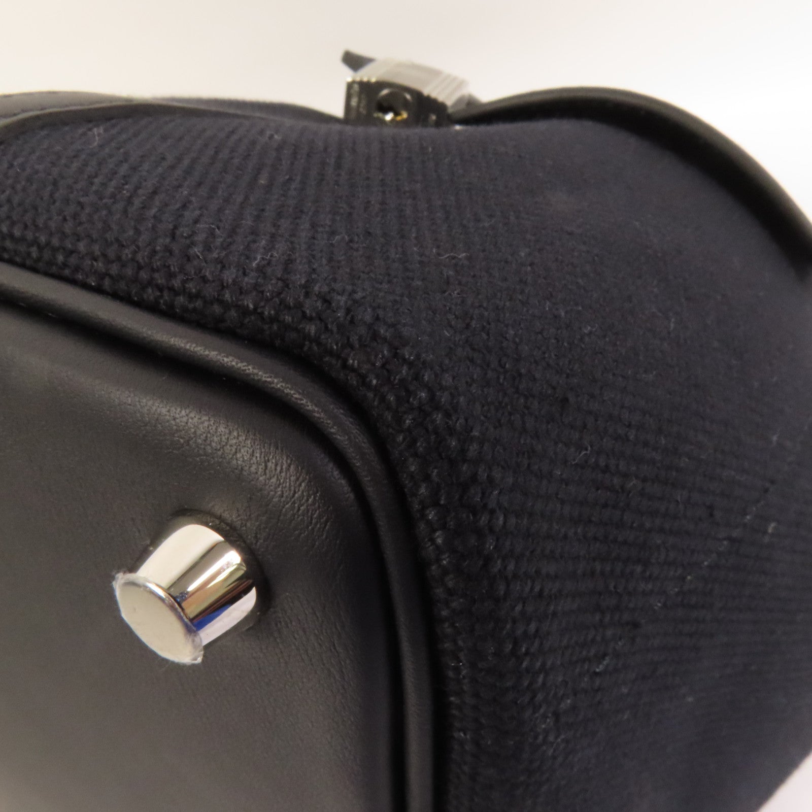 HERMES 帆布Picotin Cago PM銀扣手挽袋Noir