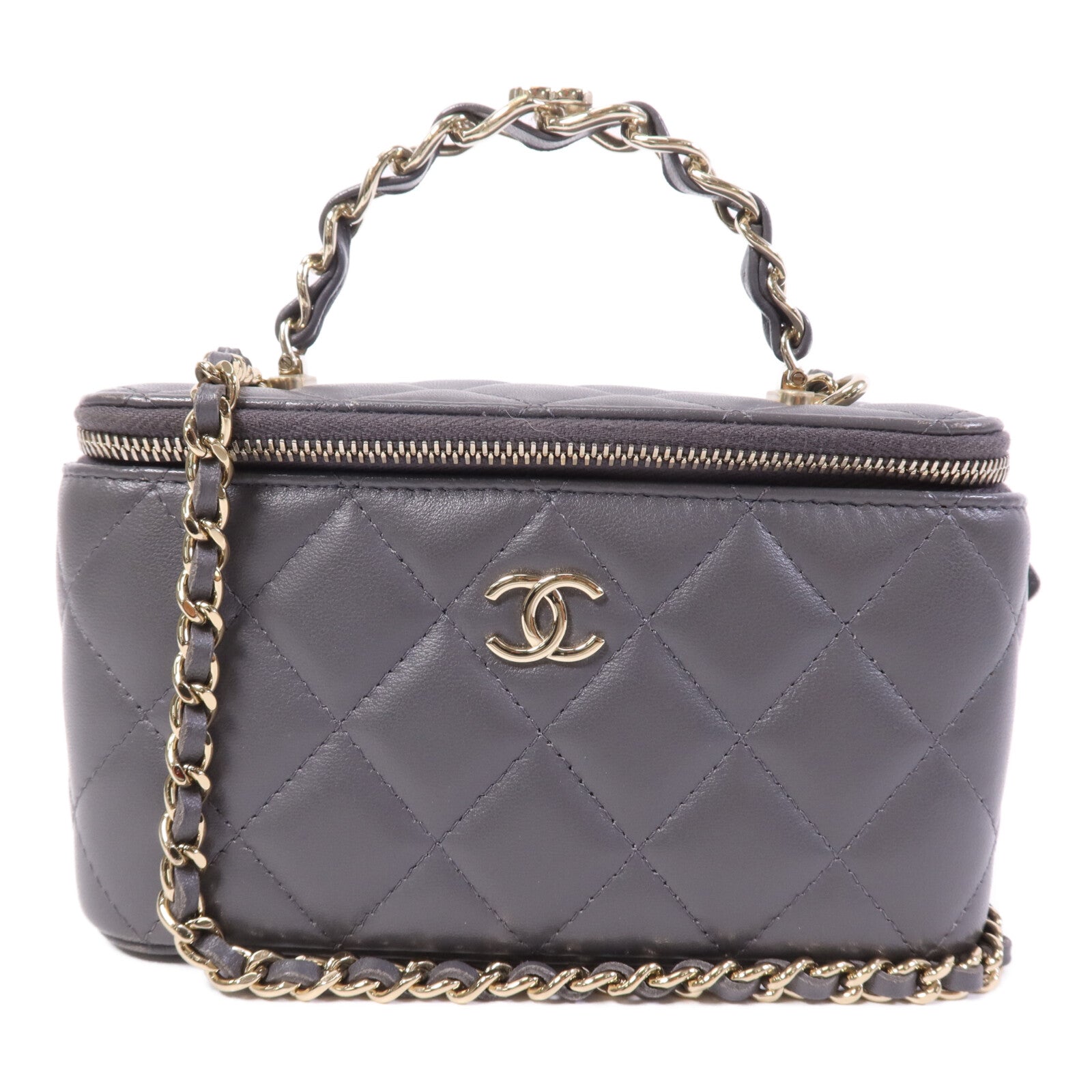 CHANEL 羊皮皮革Vanity Case金扣鏈帶肩背袋