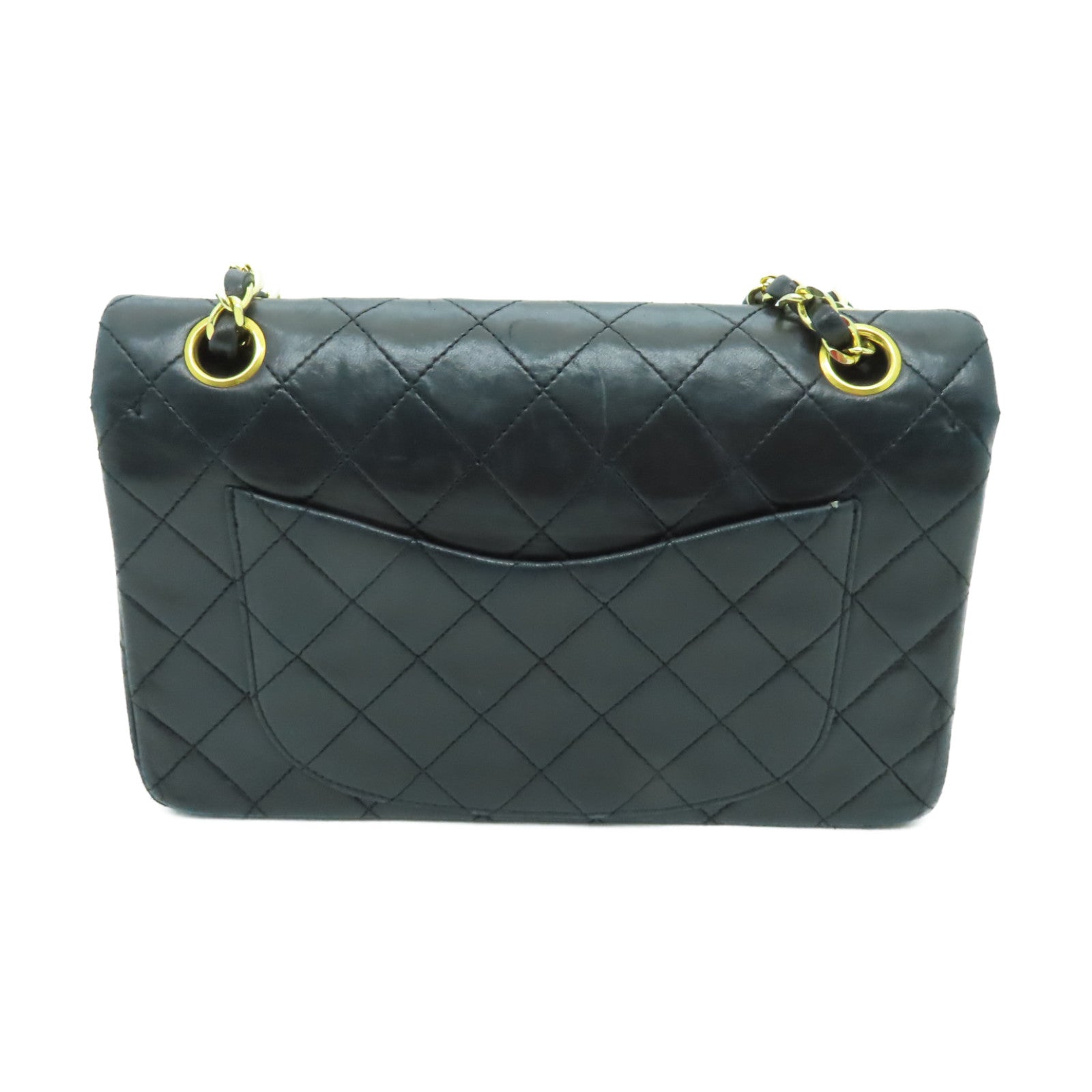 CHANEL **【清倉大減價】菱格牛皮皮革Classic Flap 23金扣鏈帶肩背袋黑色