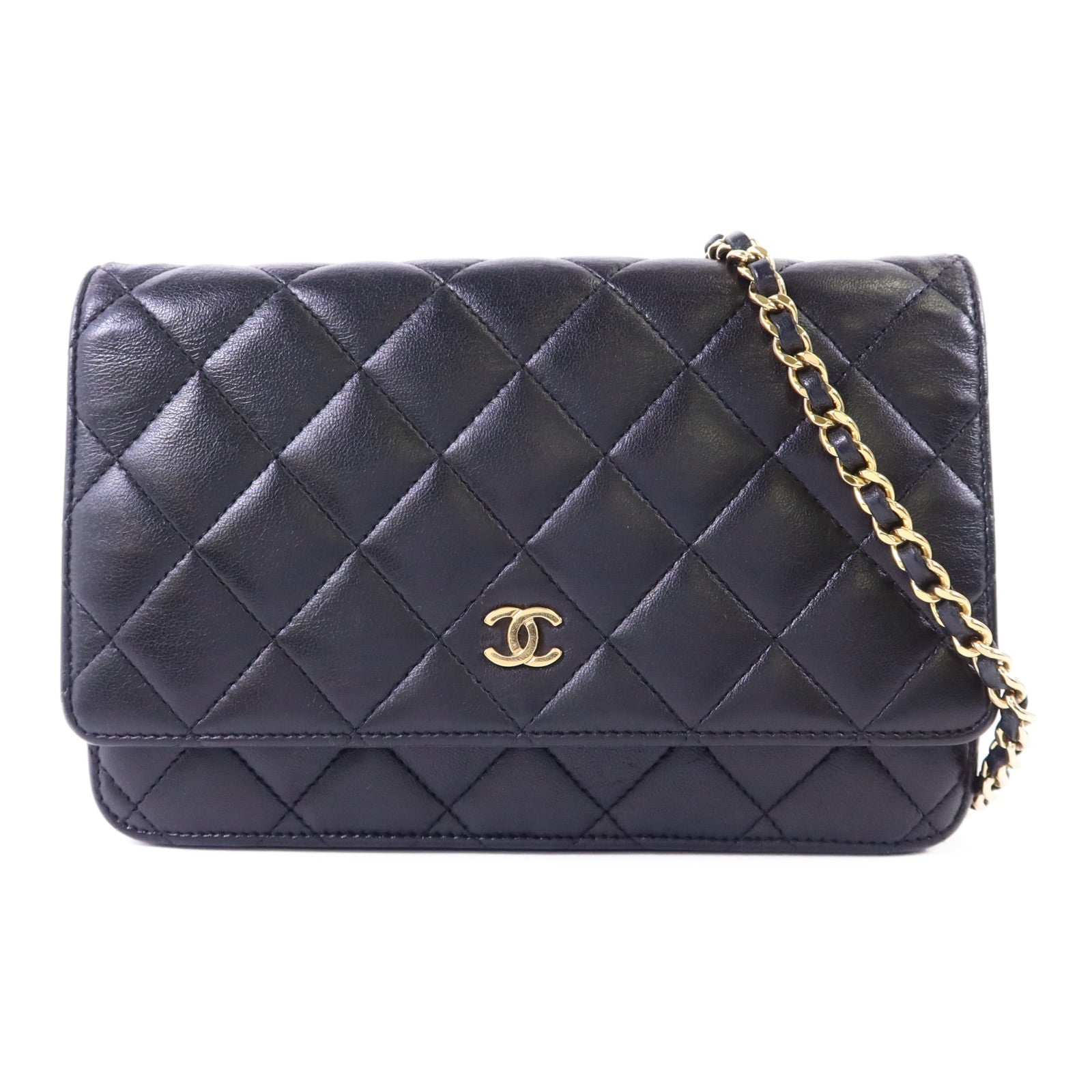 CHANEL 羊皮皮革WOC Wallet On Chain金扣鏈帶肩背袋