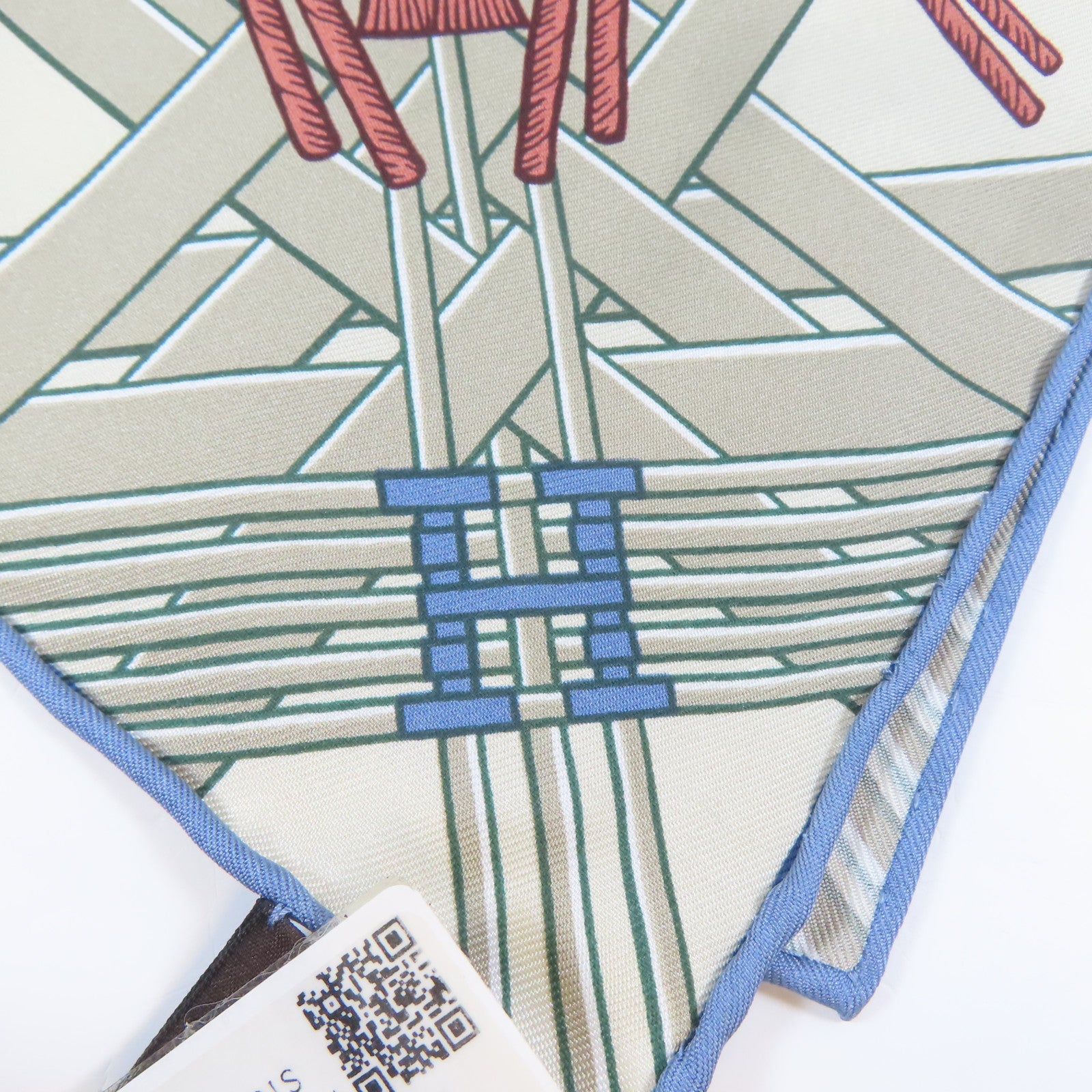 HERMES 絲質Scarf 90x90cm絲巾米色/紅色/橙色