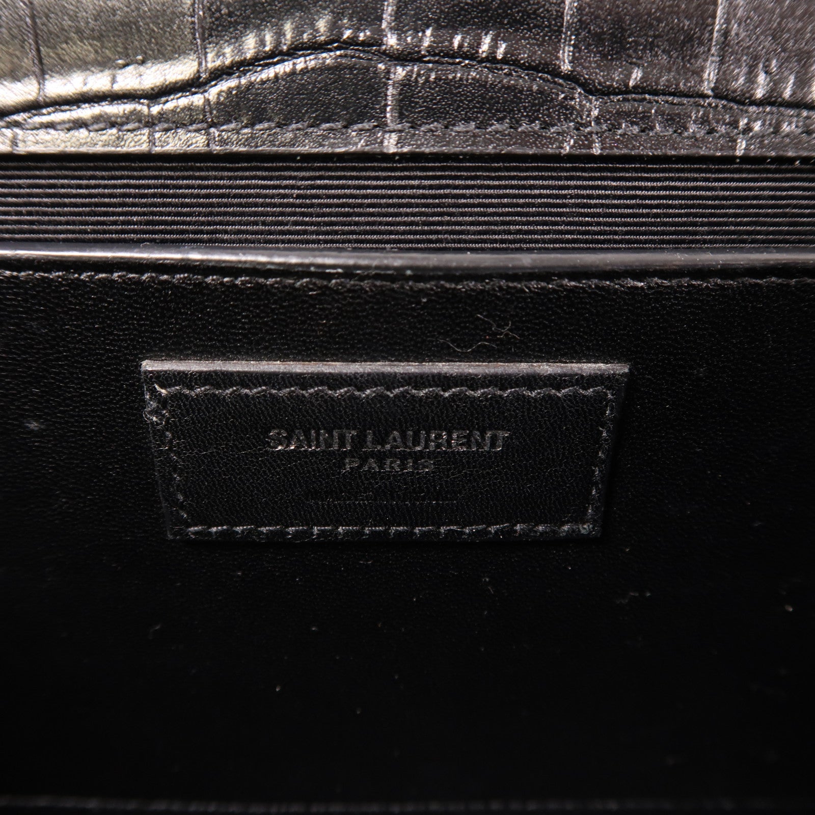 YVES SAINT LAURENT 牛皮皮革Kate銀扣鏈帶肩背袋黑色