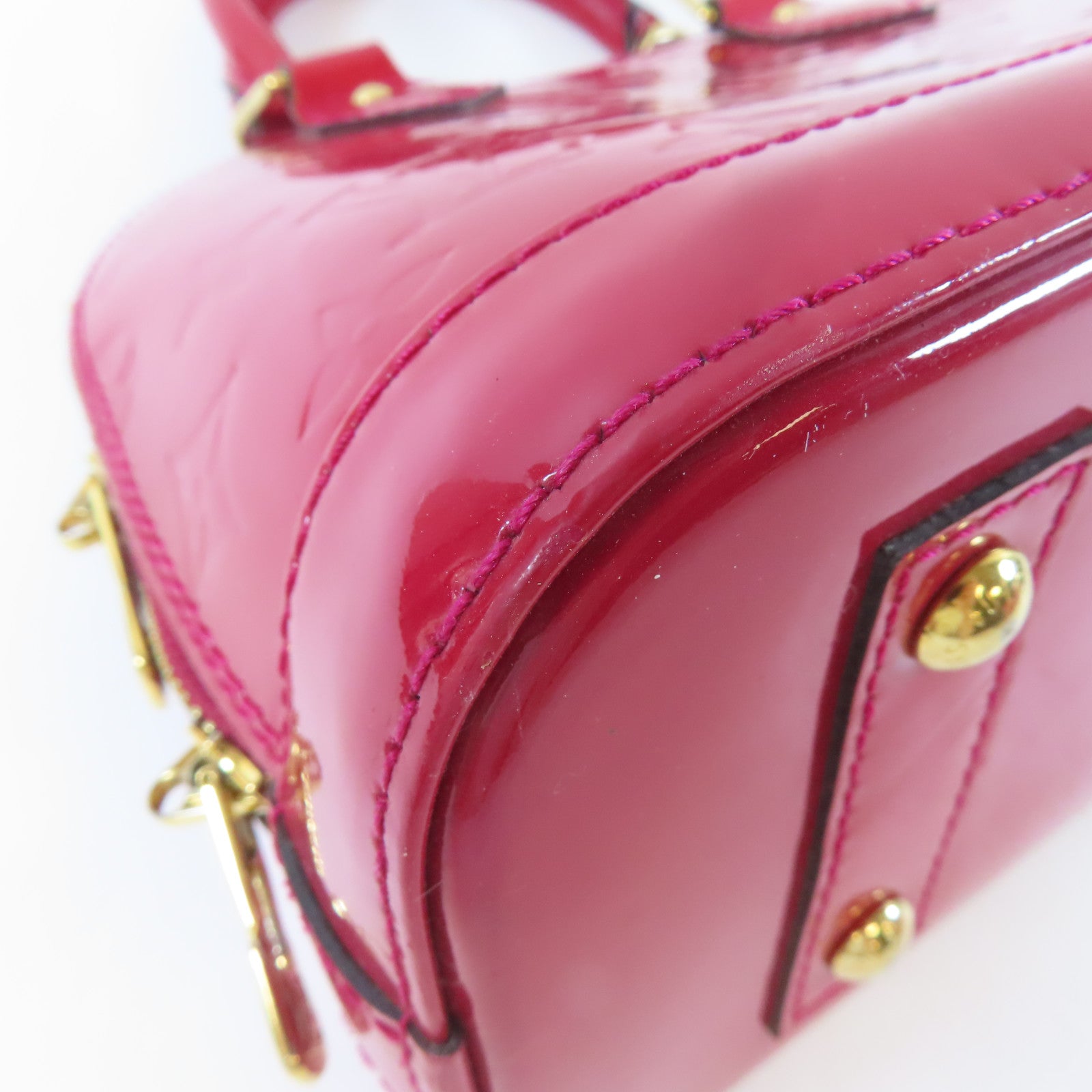 LOUIS VUITTON Vernis Alma BB金扣手挽肩背兩用袋紅色