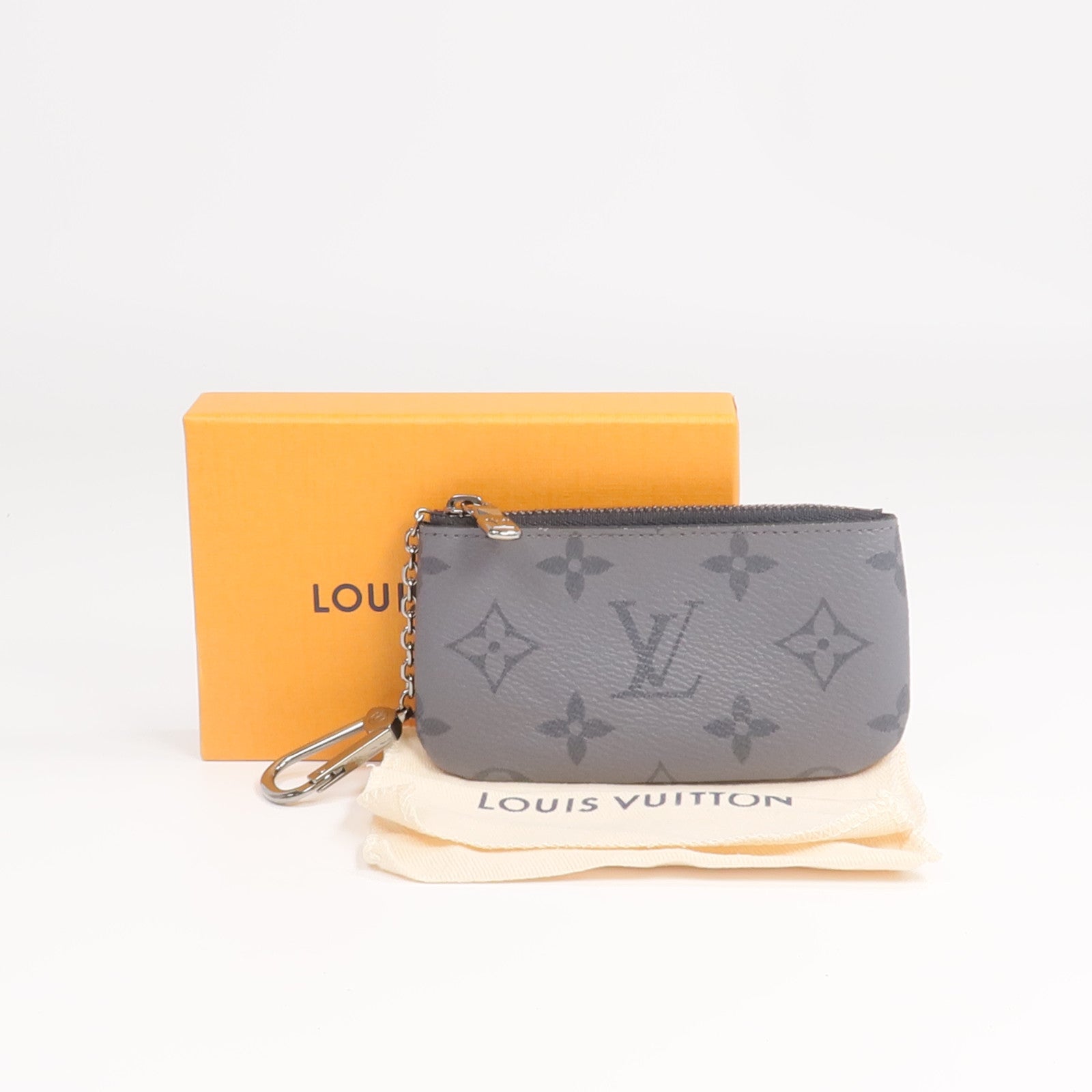 LOUIS VUITTON Monogram Eclipse Reverse Key Pouch銀扣零錢包