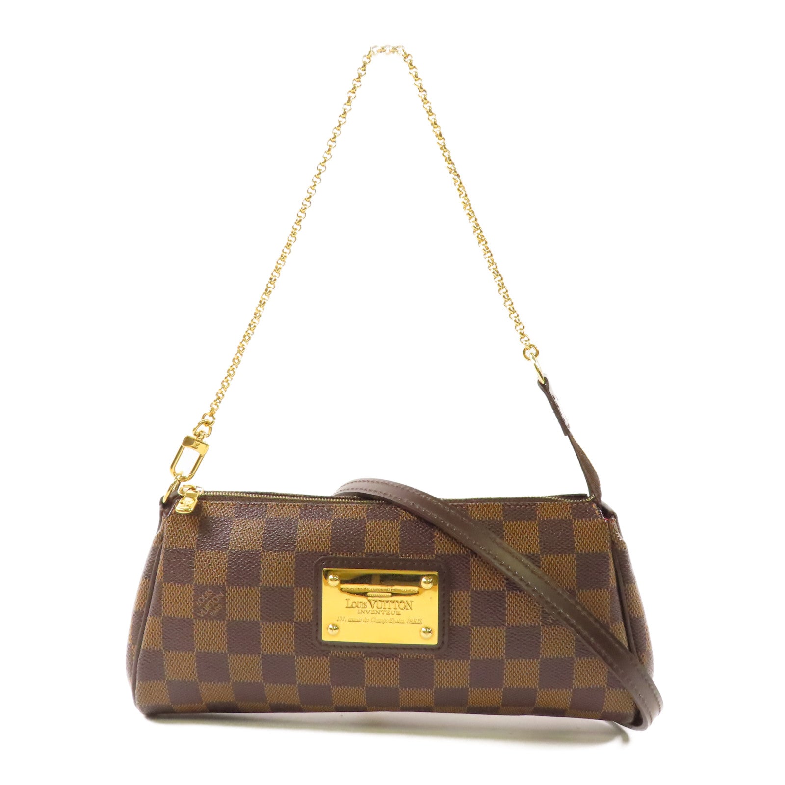 LOUIS VUITTON Damier Eva金扣手挽肩背兩用袋棕色