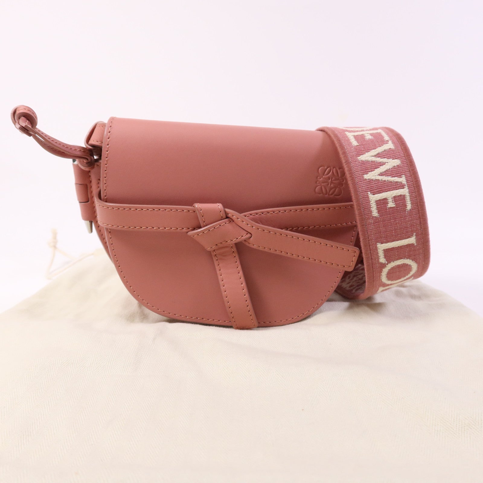 LOEWE 牛皮皮革Mini Gate Dual銀扣肩背袋