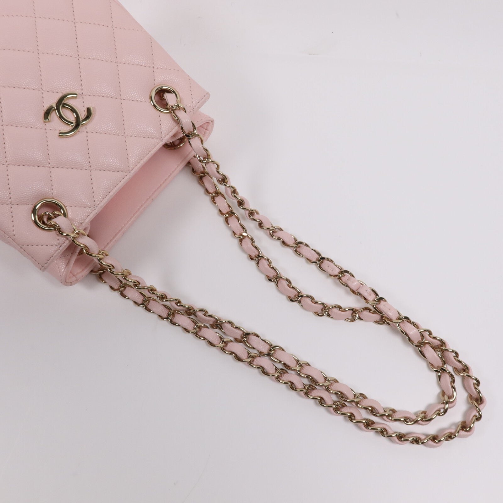 CHANEL 牛皮皮革Shoulder Bag金扣鏈帶肩背袋