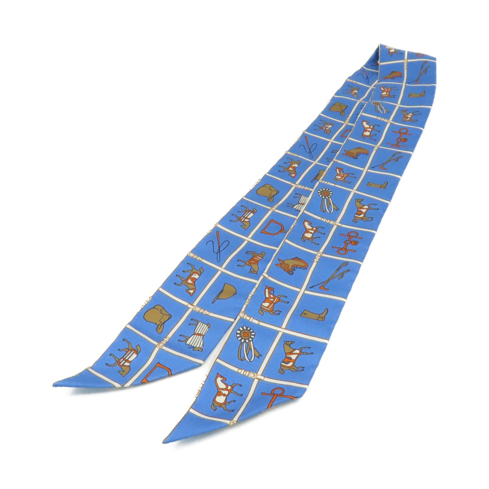 HERMES 【激減優惠】絲質Twilly Scarf絲巾藍色/啡色/彩色