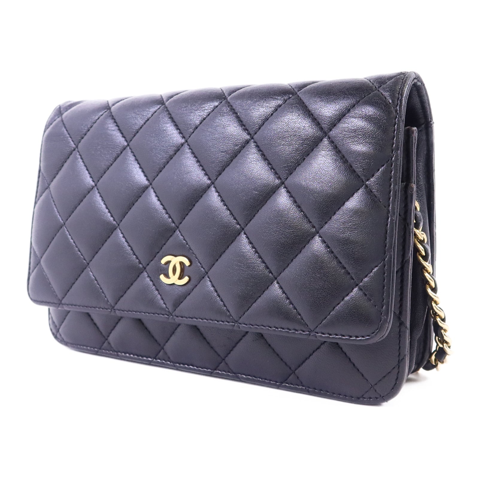 CHANEL 羊皮皮革WOC Wallet On Chain金扣鏈帶肩背袋