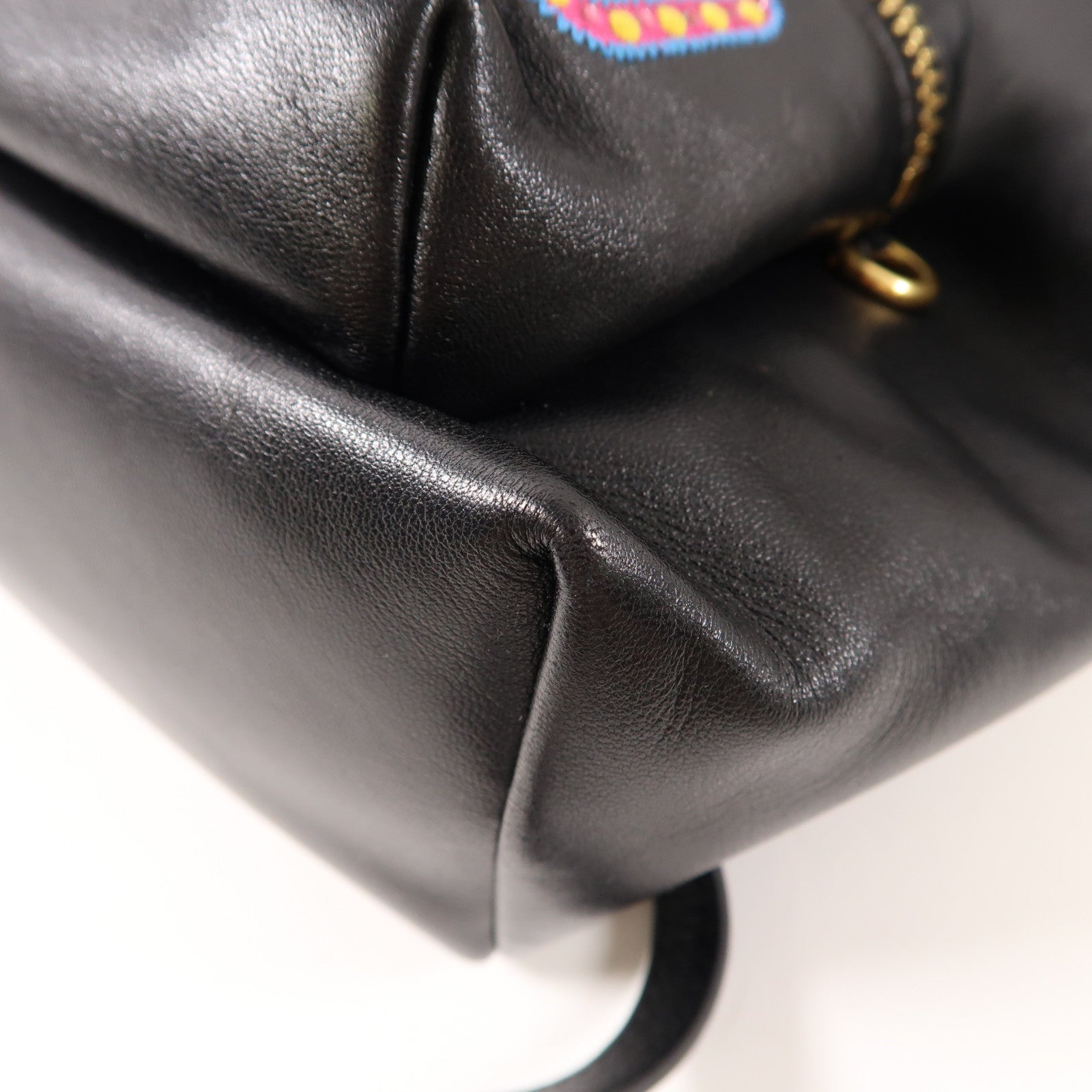 MOSCHINO 牛皮皮革Backpack金扣背包黑色