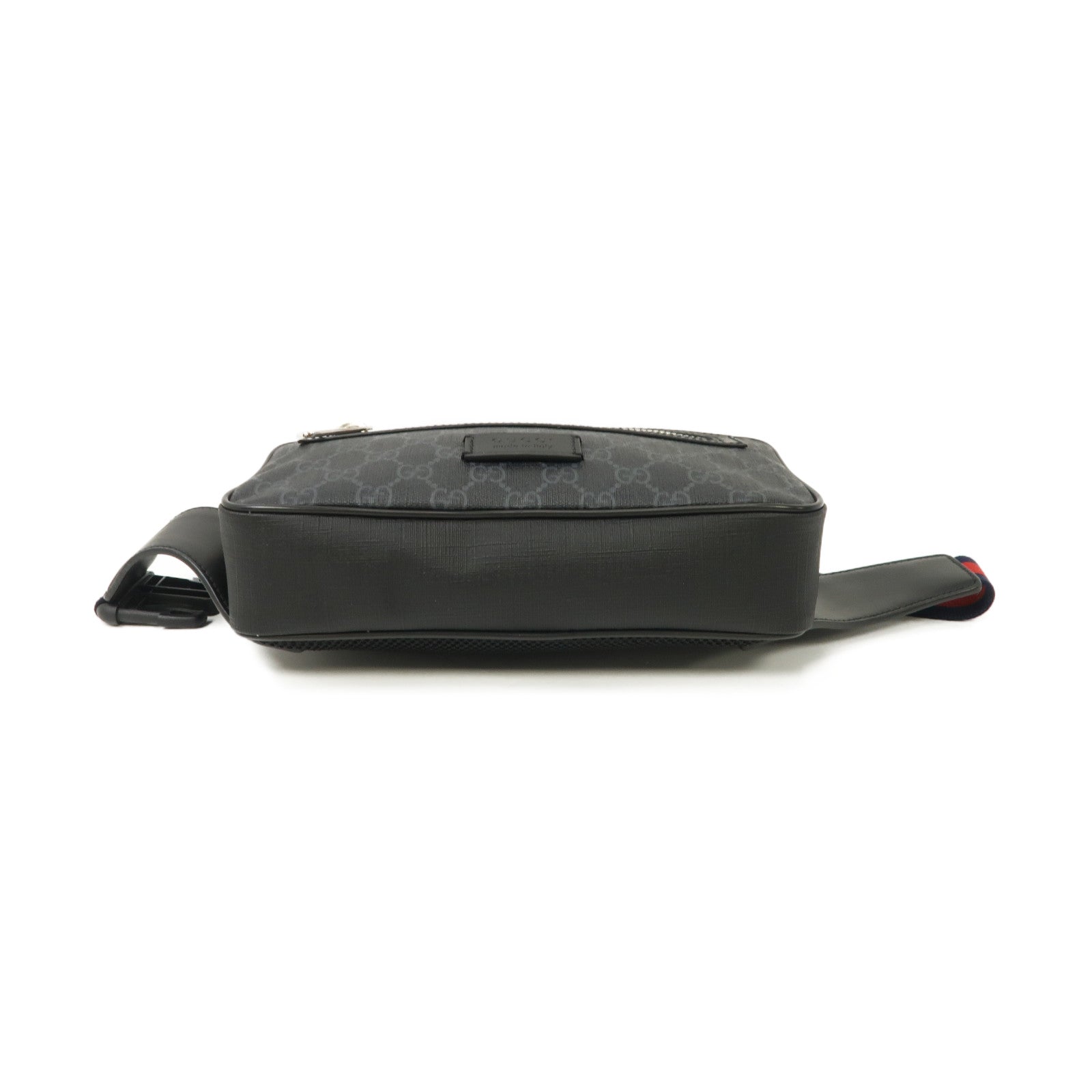 GUCCI 塗層帆布GG Waist Bag銀扣腰包黑色