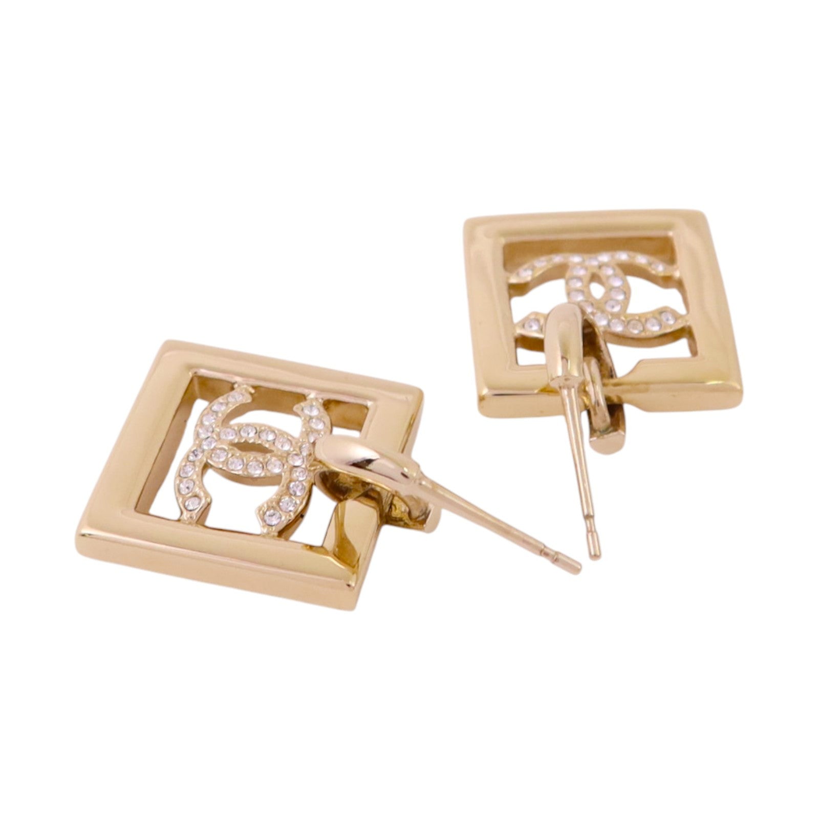 CHANEL 金屬/水鑽Earrings金扣耳環