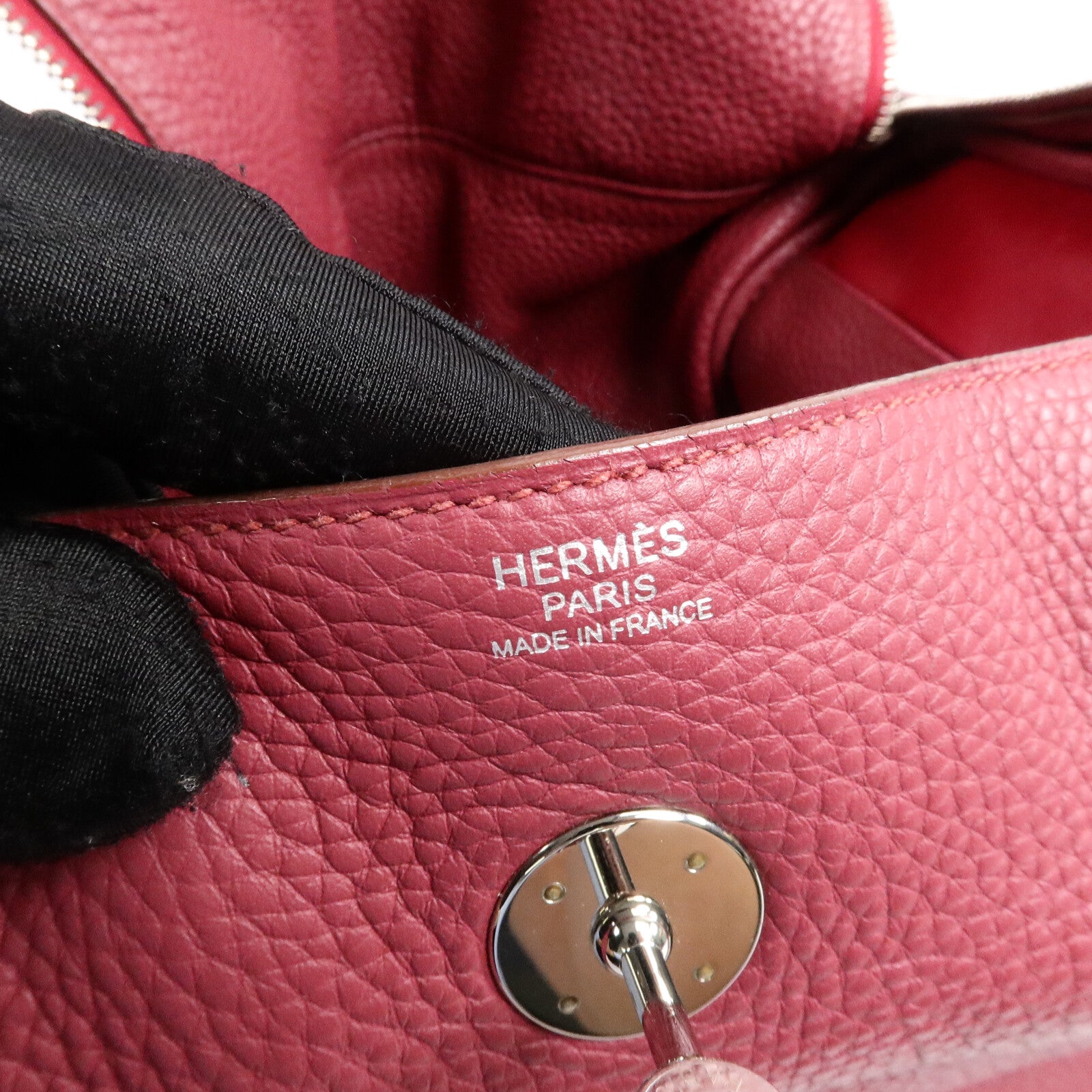 HERMES Clemence皮革Lindy 34手挽肩背兩用袋Rubis