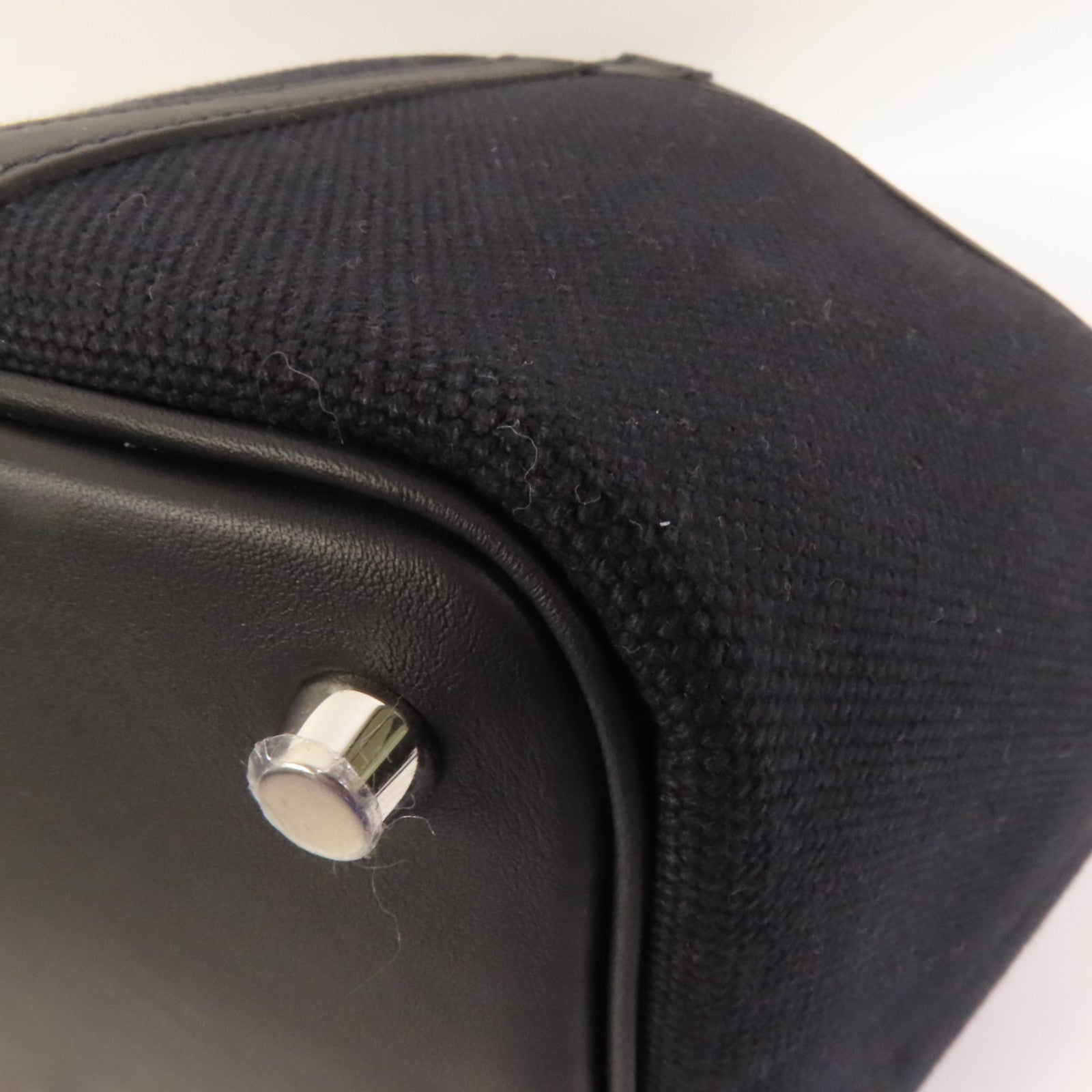 HERMES 帆布Picotin Cago PM銀扣手挽袋Noir