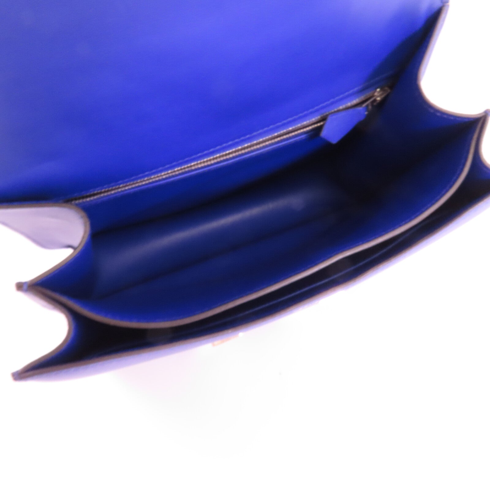 HERMES Swift皮革Constance 24銀扣肩背袋Blue Electric