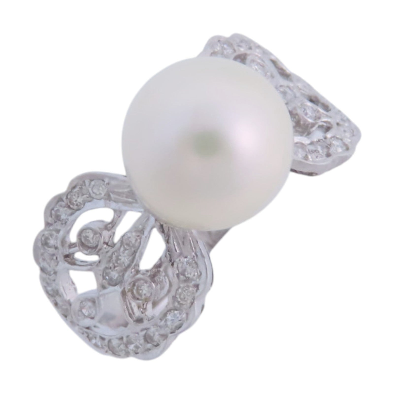 JEWELRY 【激減優惠】18K白金Pearl Diamond Ring珍珠/鑽石戒指US#7.5