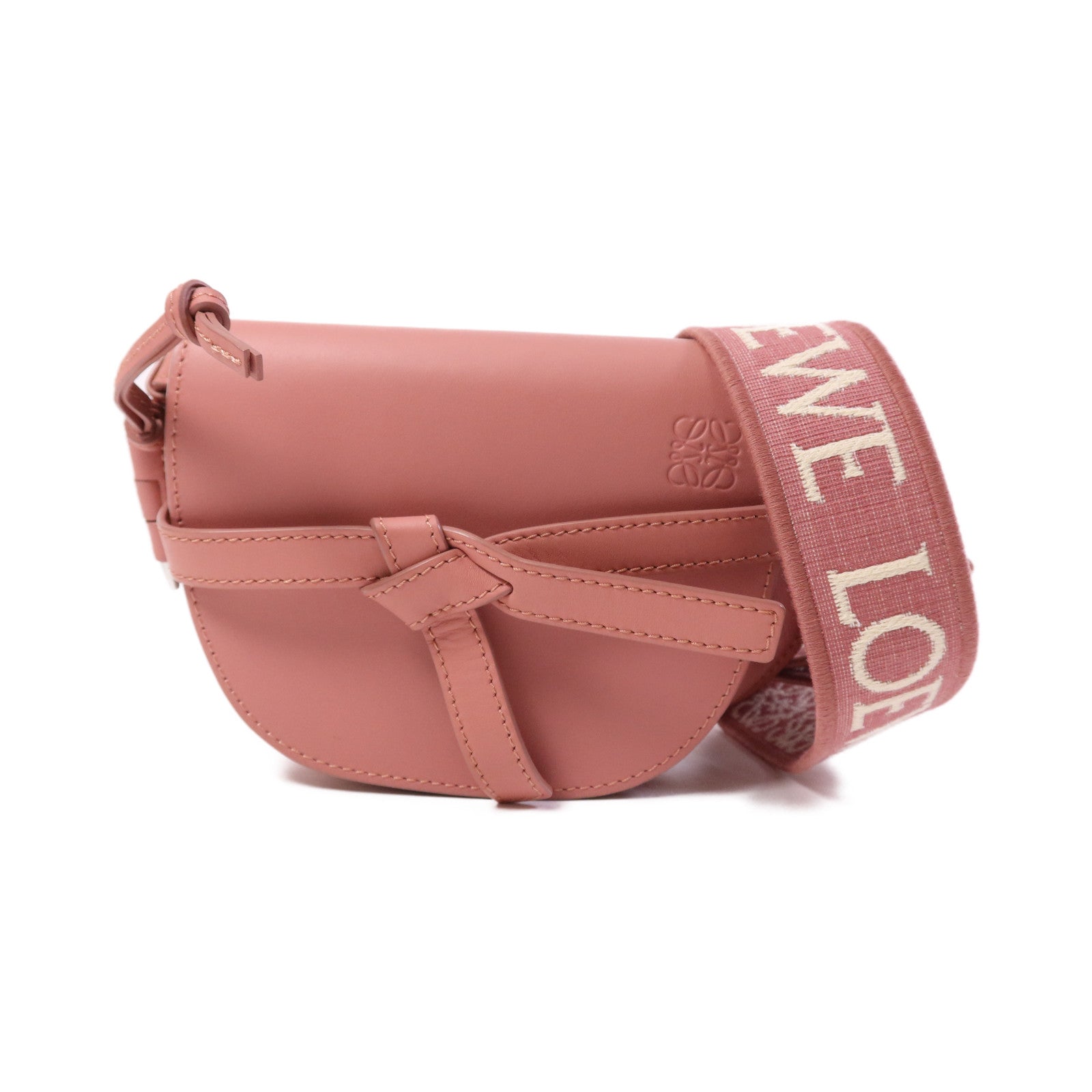 LOEWE 牛皮皮革Mini Gate Dual銀扣肩背袋