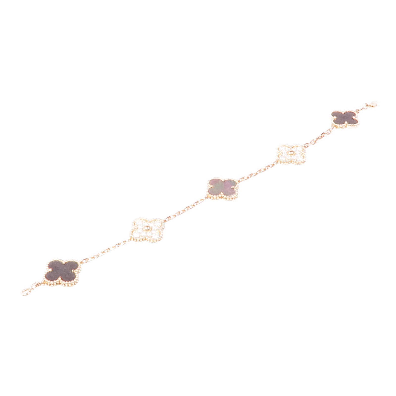 Van Cleef & Arpels 18K玫瑰金Vintage Alhambra Bracelet珍珠母貝/鑽石手鏈