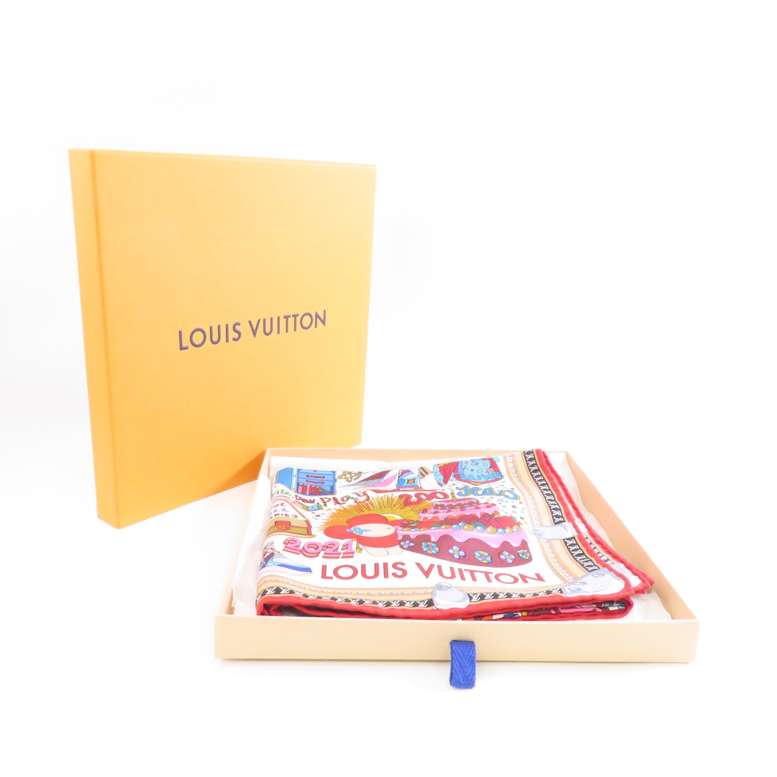 LOUIS VUITTON 絲質Scarf絲巾白色/紅色/彩色