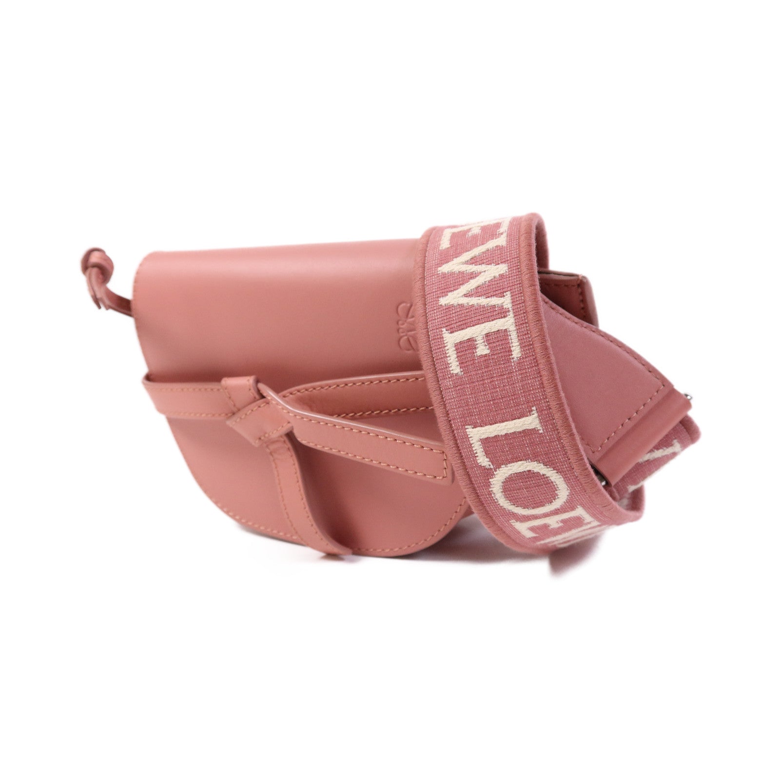 LOEWE 牛皮皮革Mini Gate Dual銀扣肩背袋