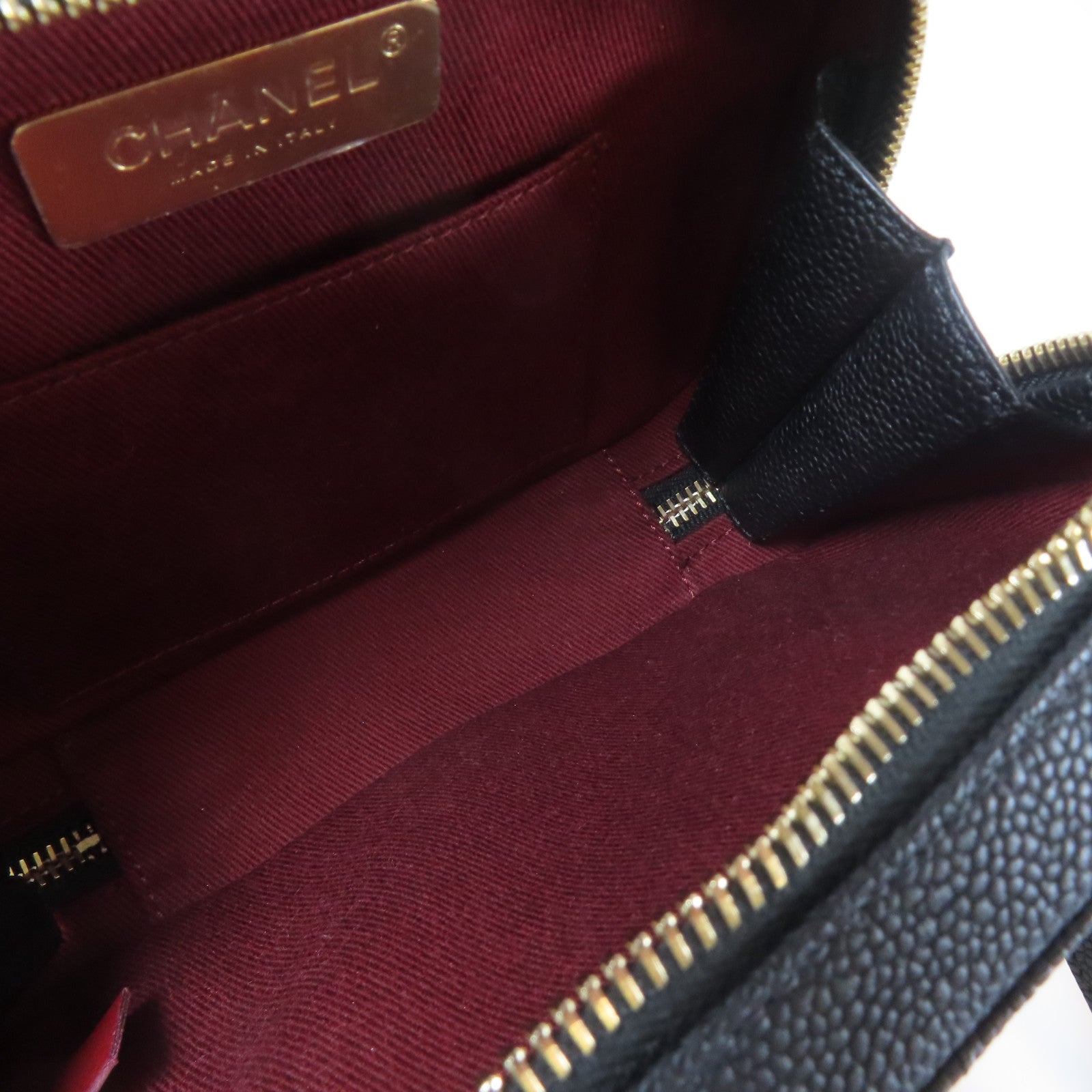 CHANEL 菱格Caviar皮革Waist Bag金扣腰包黑色