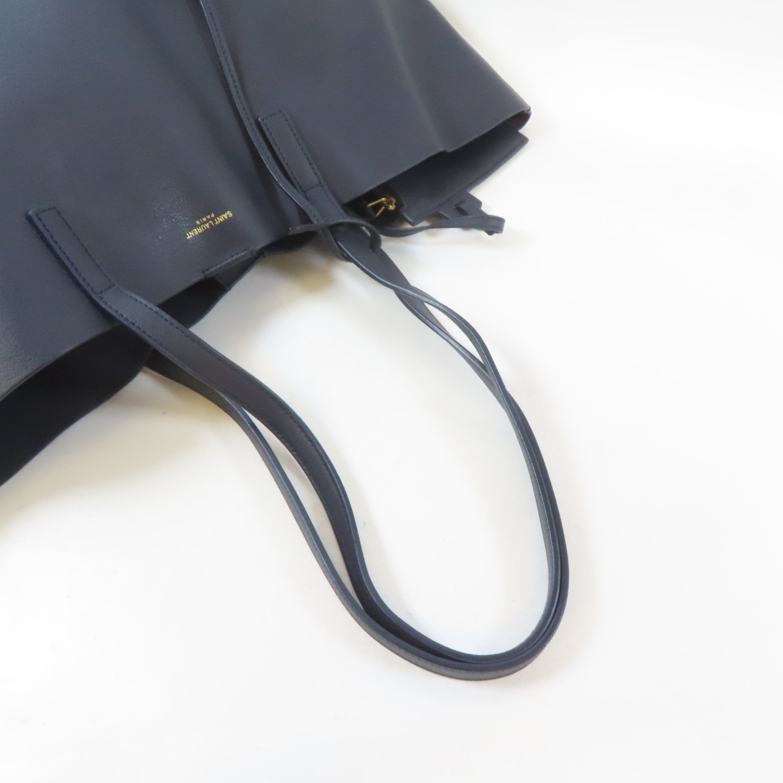 YVES SAINT LAURENT 牛皮皮革Tote Bag金扣肩背袋黑色