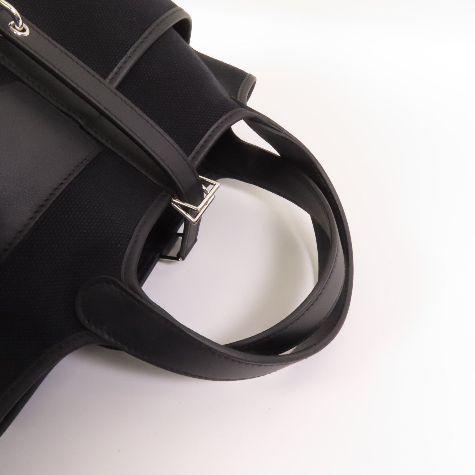 HERMES 帆布Picotin Cago PM銀扣手挽袋Noir
