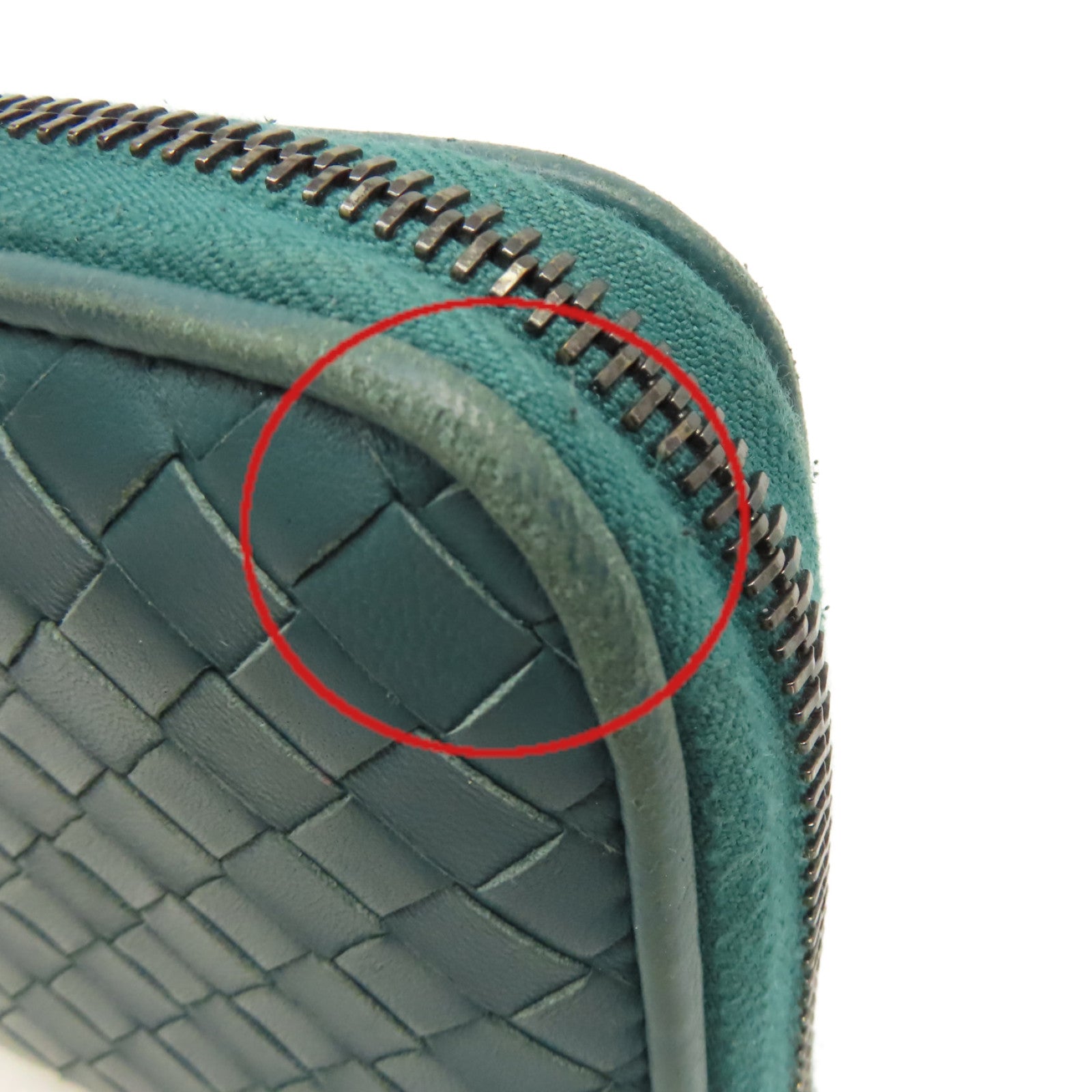 BOTTEGA VENETA 織紋皮革Zipper Long Wallet拉鏈長錢包綠色
