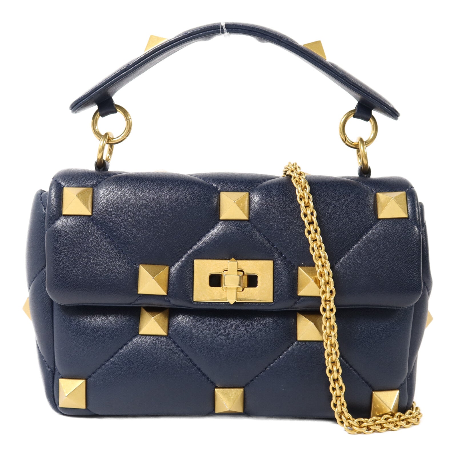 Valentino 牛皮皮革Syud Flap金扣鏈帶手挽肩背兩用袋