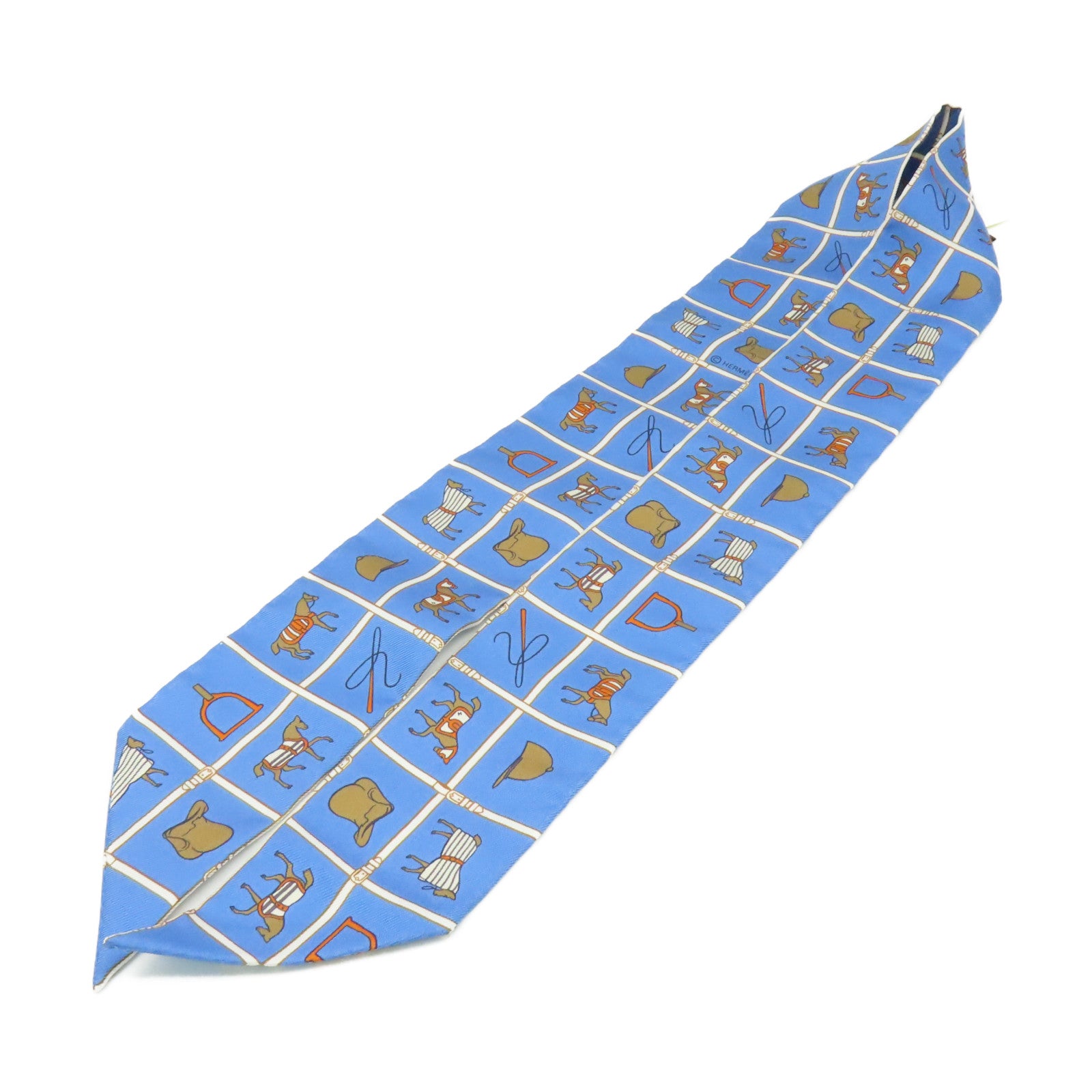 HERMES 【激減優惠】絲質Twilly Scarf絲巾藍色/啡色/彩色