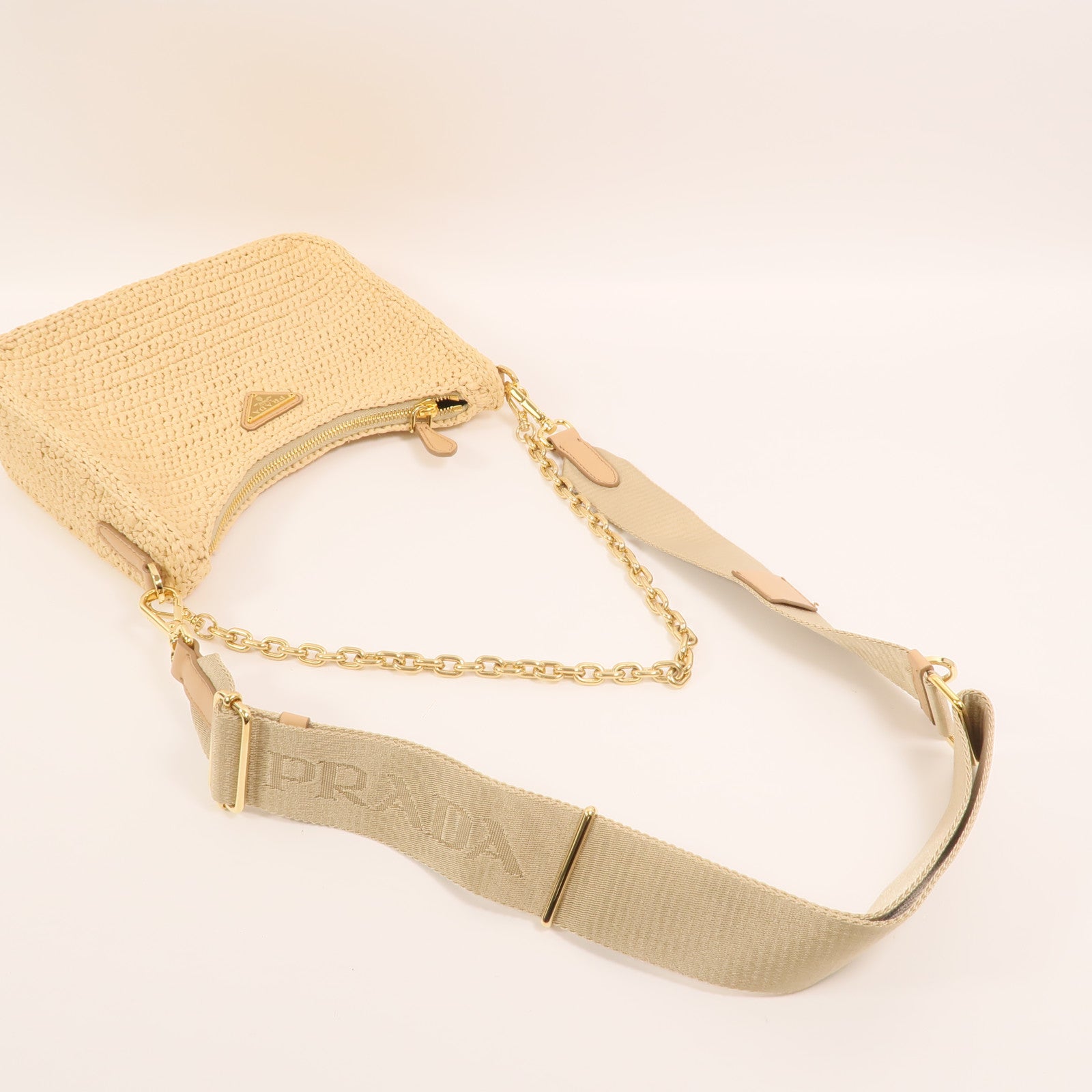 PRADA Raffia Re-Edition 2025金扣手挽肩背兩用袋