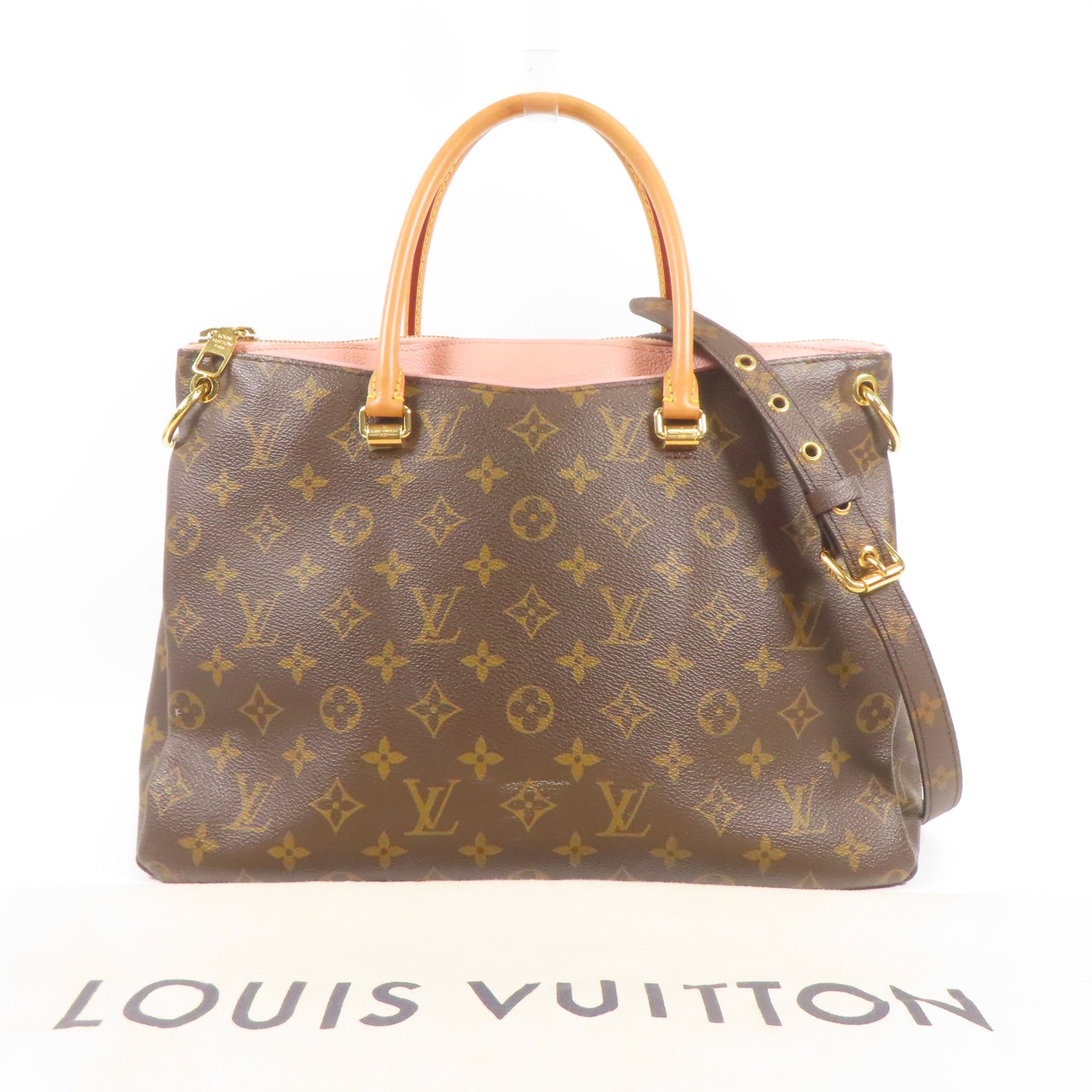 LOUIS VUITTON LV GHW Pallas MM 2way Shoulder Bag M43400 Monogram Brown/Pink