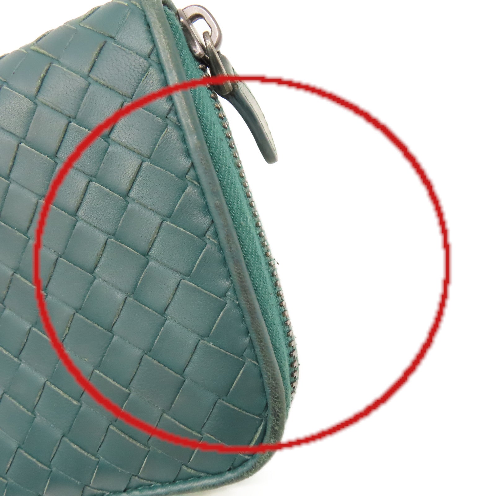 BOTTEGA VENETA 織紋皮革Zipper Long Wallet拉鏈長錢包綠色