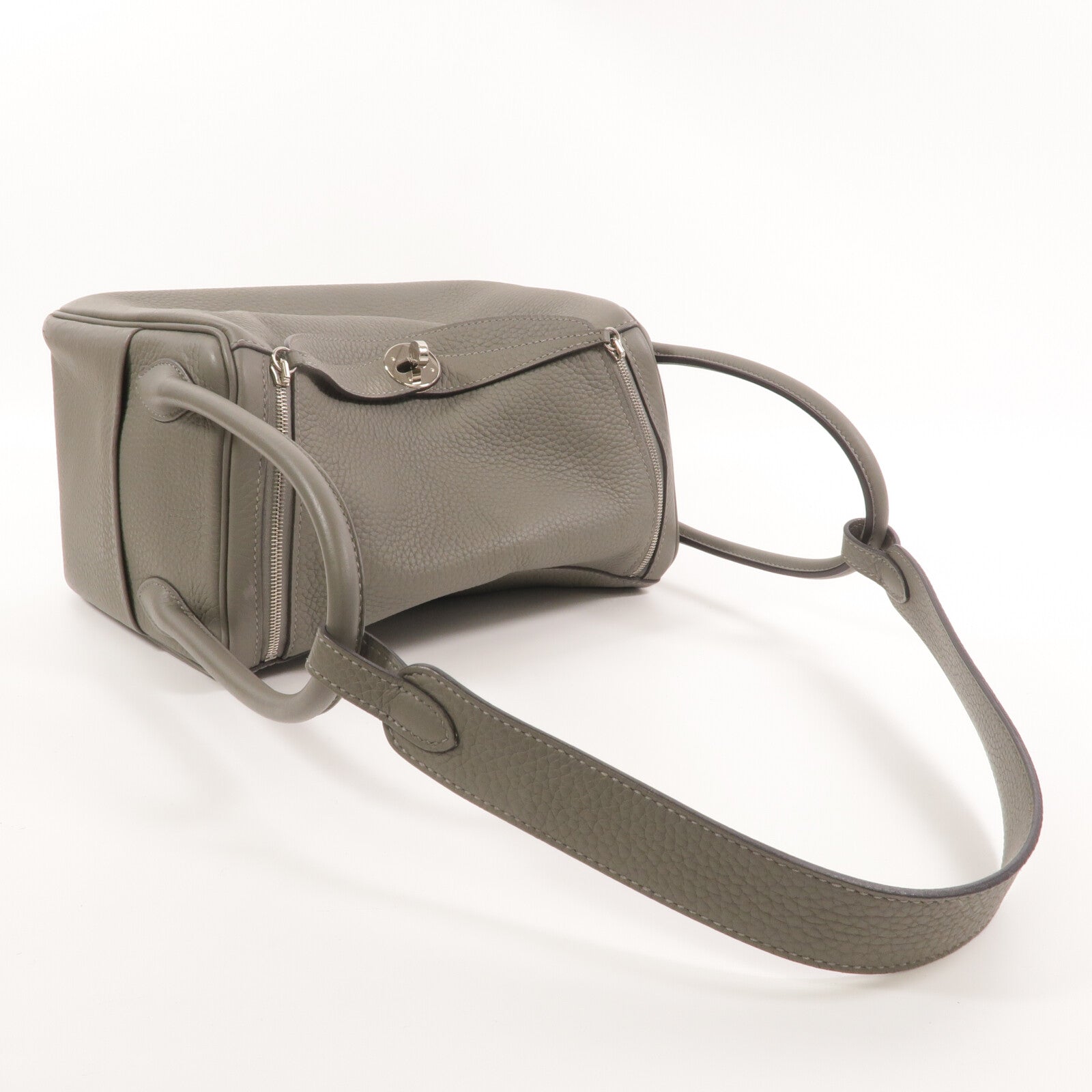 HERMES Clemence皮革Lindy 26手挽肩背兩用袋Gris Meyer