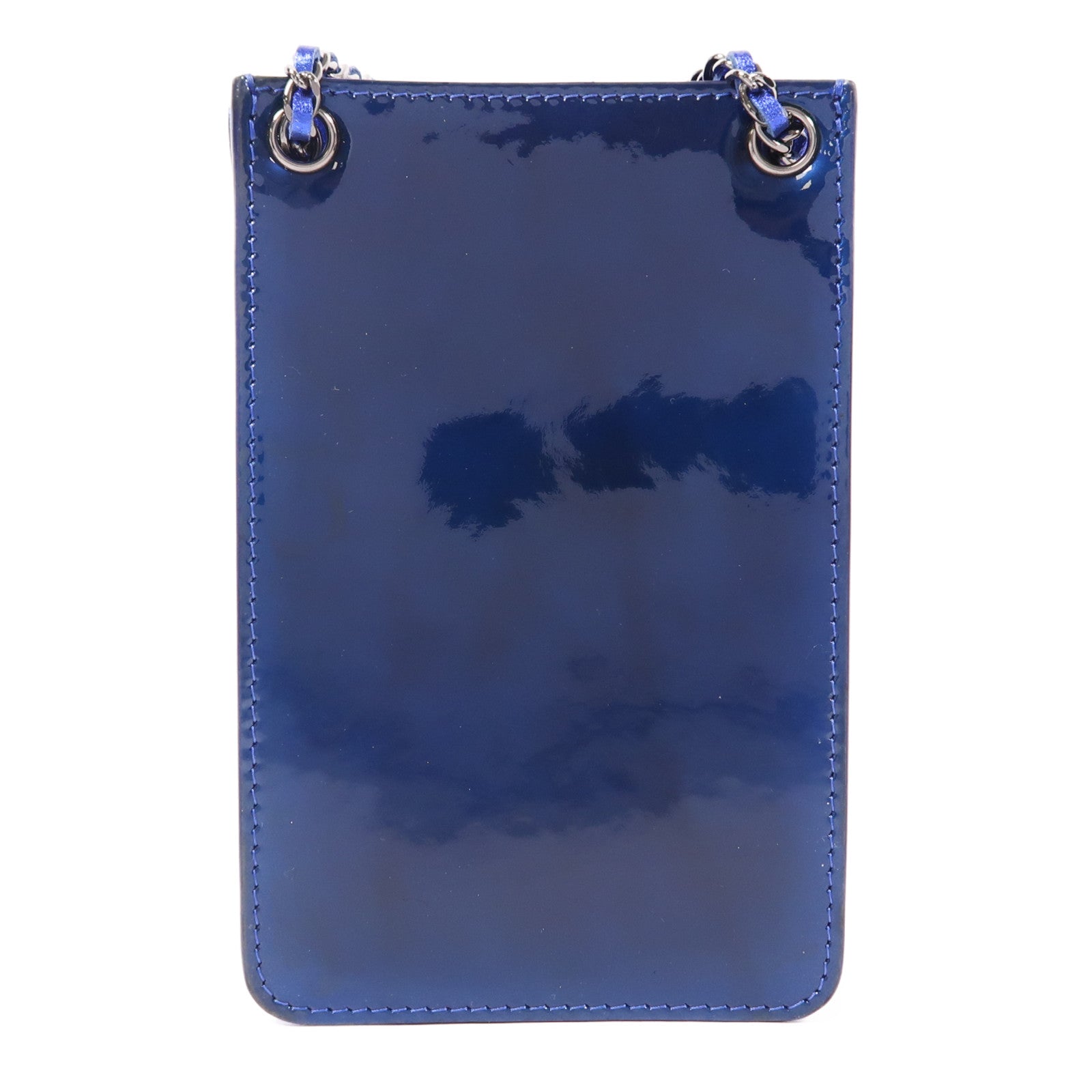 CHANEL CC Chain Shoulder Bag Patent Leather Blue