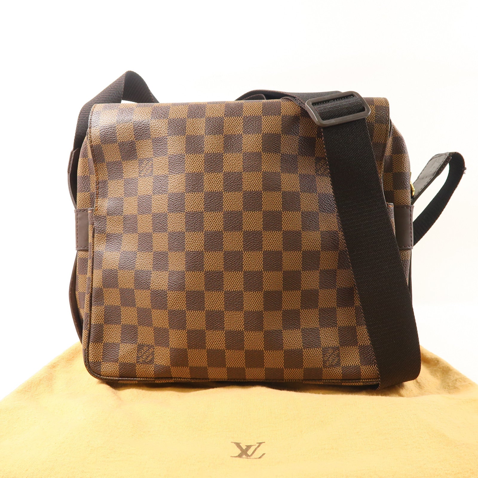 LOUIS VUITTON Damier Naviglio金扣肩背袋啡色