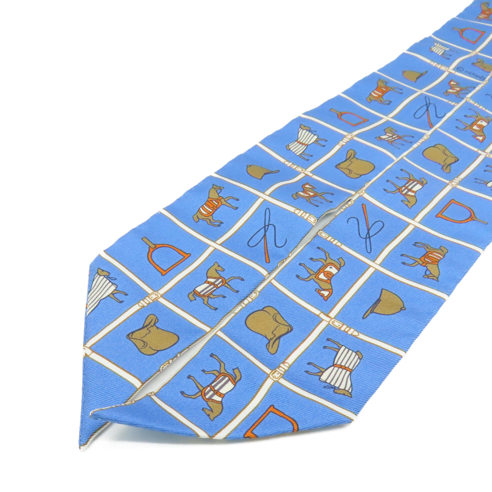 HERMES 【激減優惠】絲質Twilly Scarf絲巾藍色/啡色/彩色